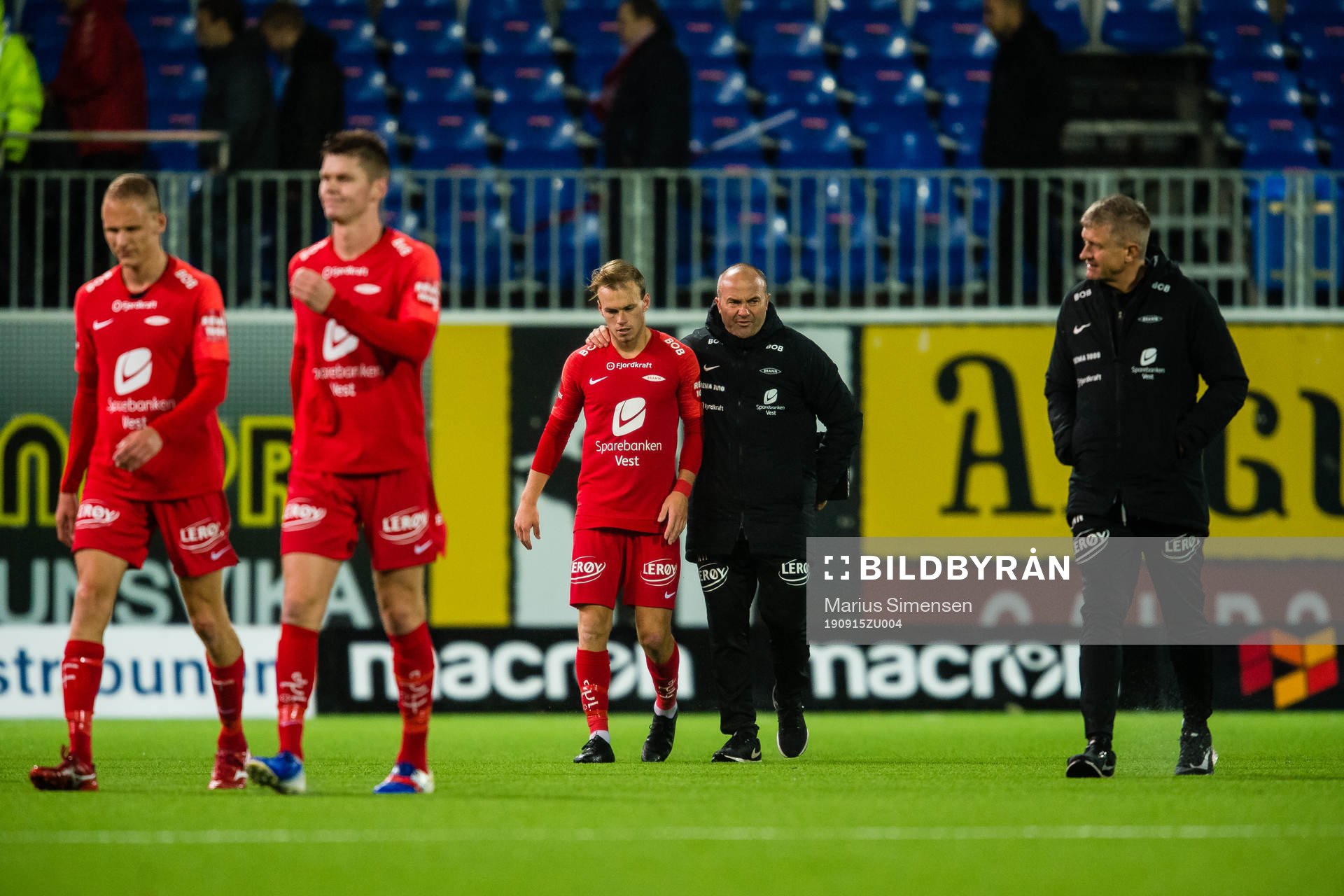 Petter Dahle Strand of Brann looks dejected after the Eliteserien match between Kristiansund and Brann on September 15, 2019 in Kristiansund.