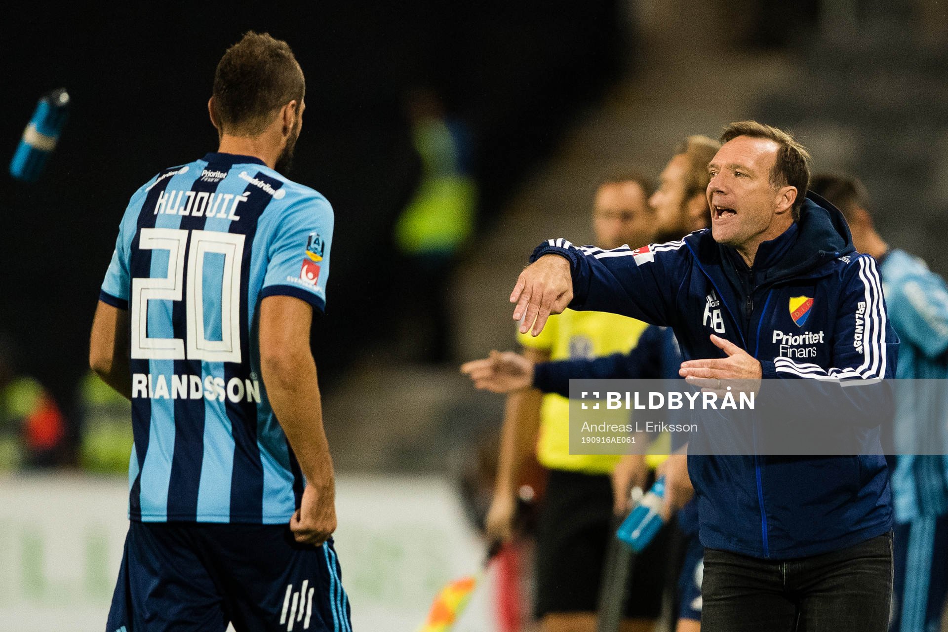 Djurgårdens Emir Kujovic och tränare Kim Bergstrand