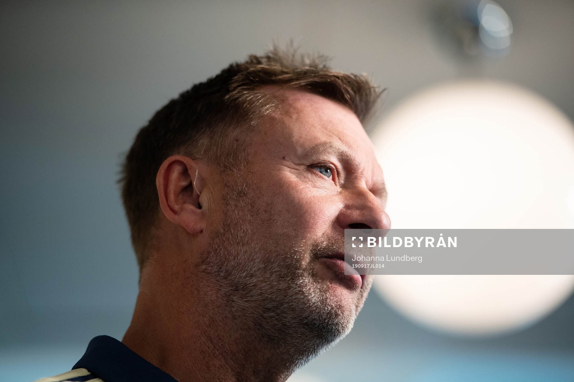 Peter Gerhardsson, förbundskapten för damlandslaget presenterar EM-kval truppen under en presskonferens anordnad av Svenska Fotbollförbundet den 17 september 2019 i Stockholm.