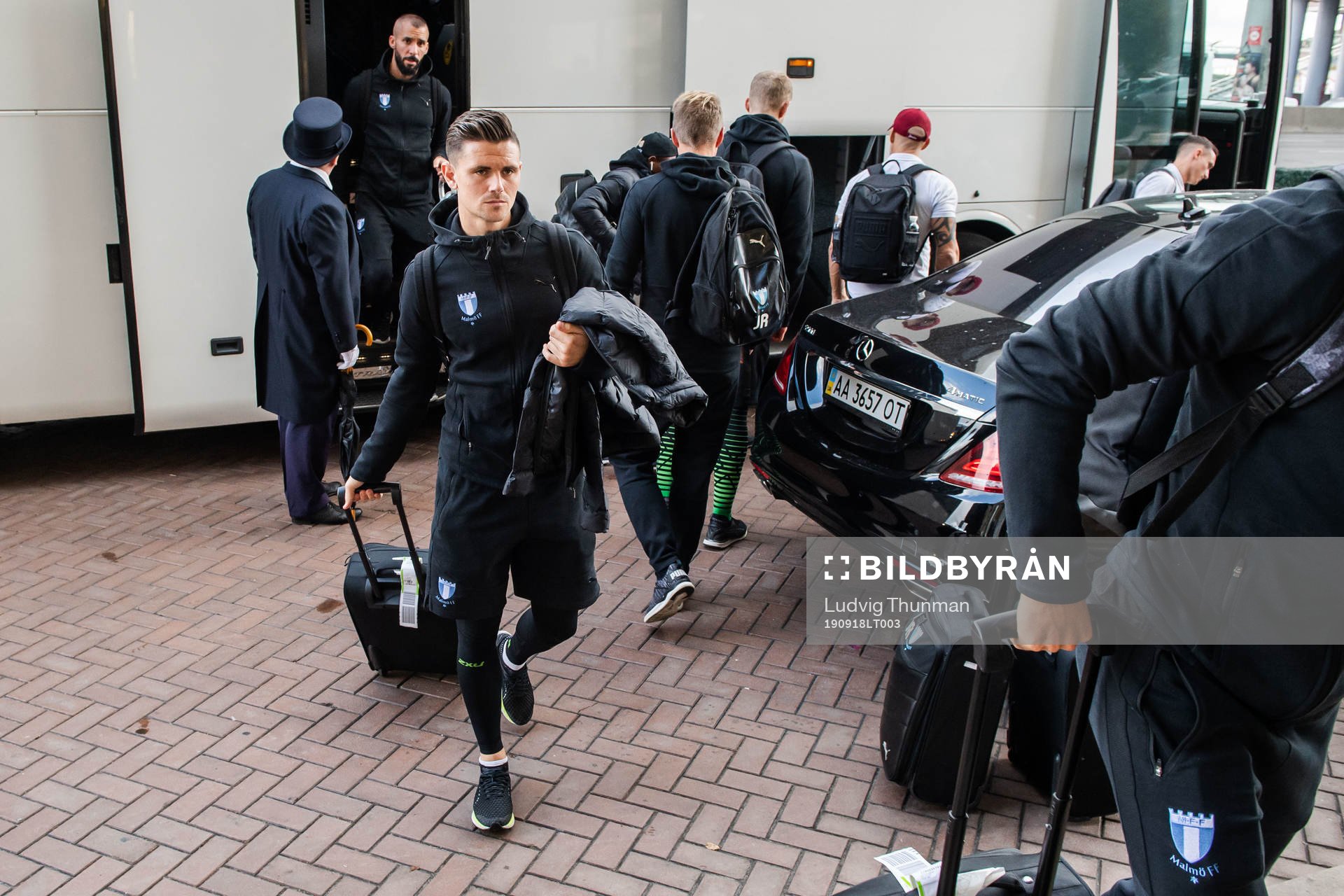 Marcus Antonsson of Malmö FF arrives at their hotel