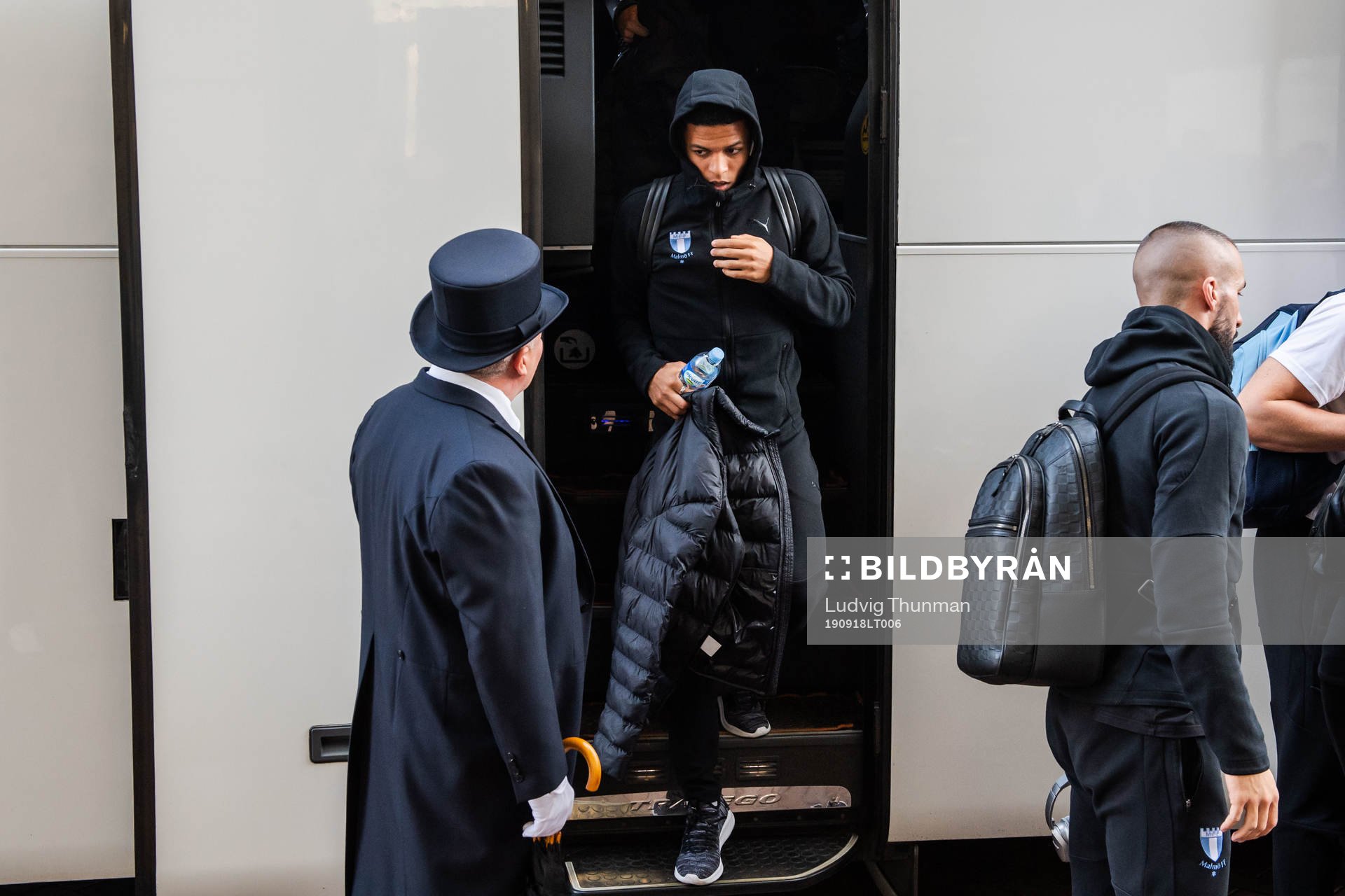 Romain Gall of Malmö FF arrives at their hotel