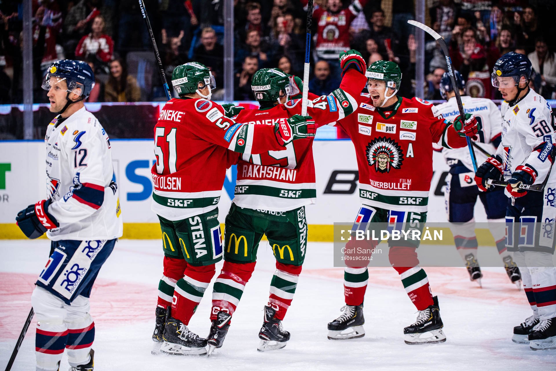 Frölundas Mats Rosseli Olsen,Rhett Rakhshani och Nicklas