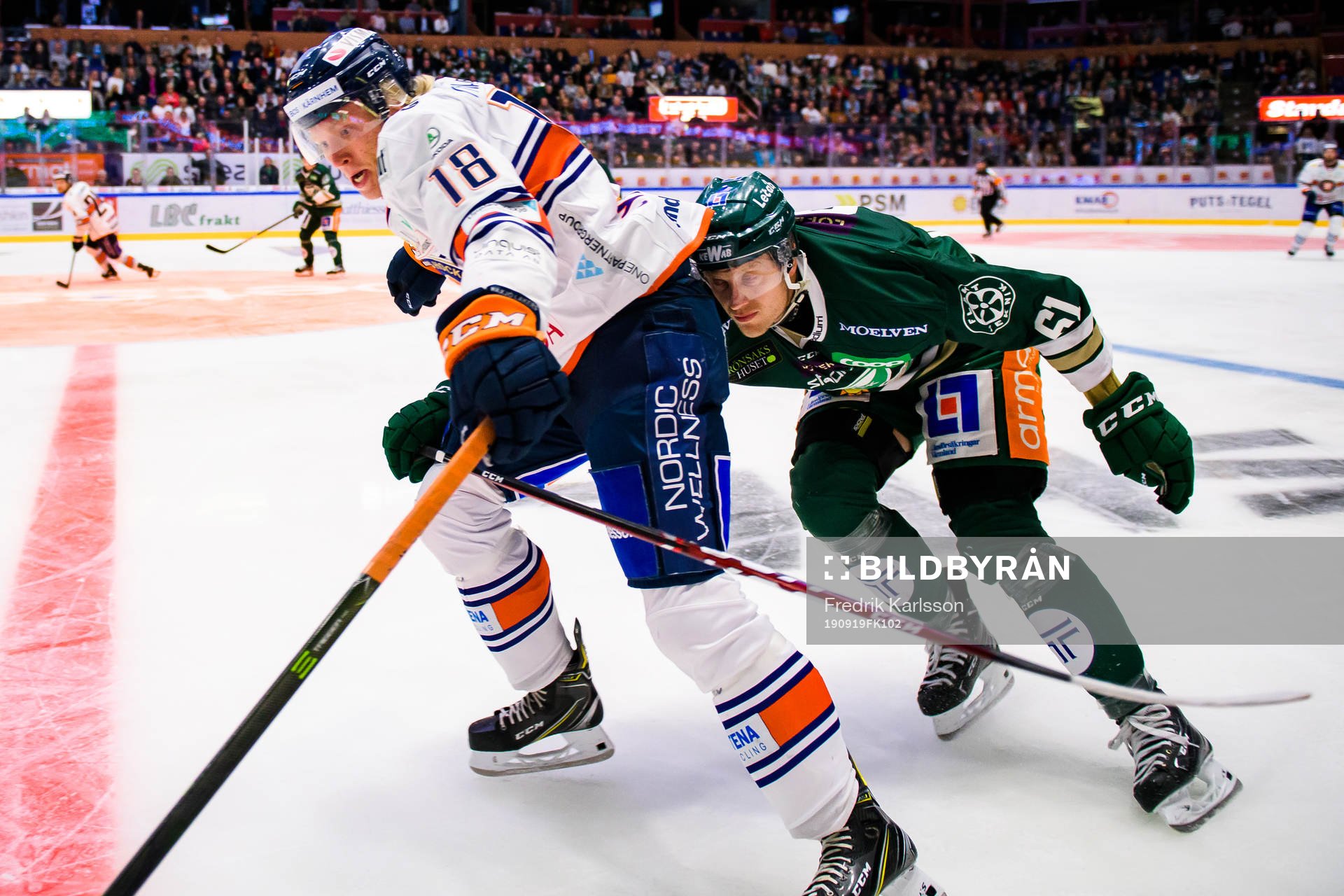 Växjös Marcus Sylvegård och Färjestads Johan Ryno
