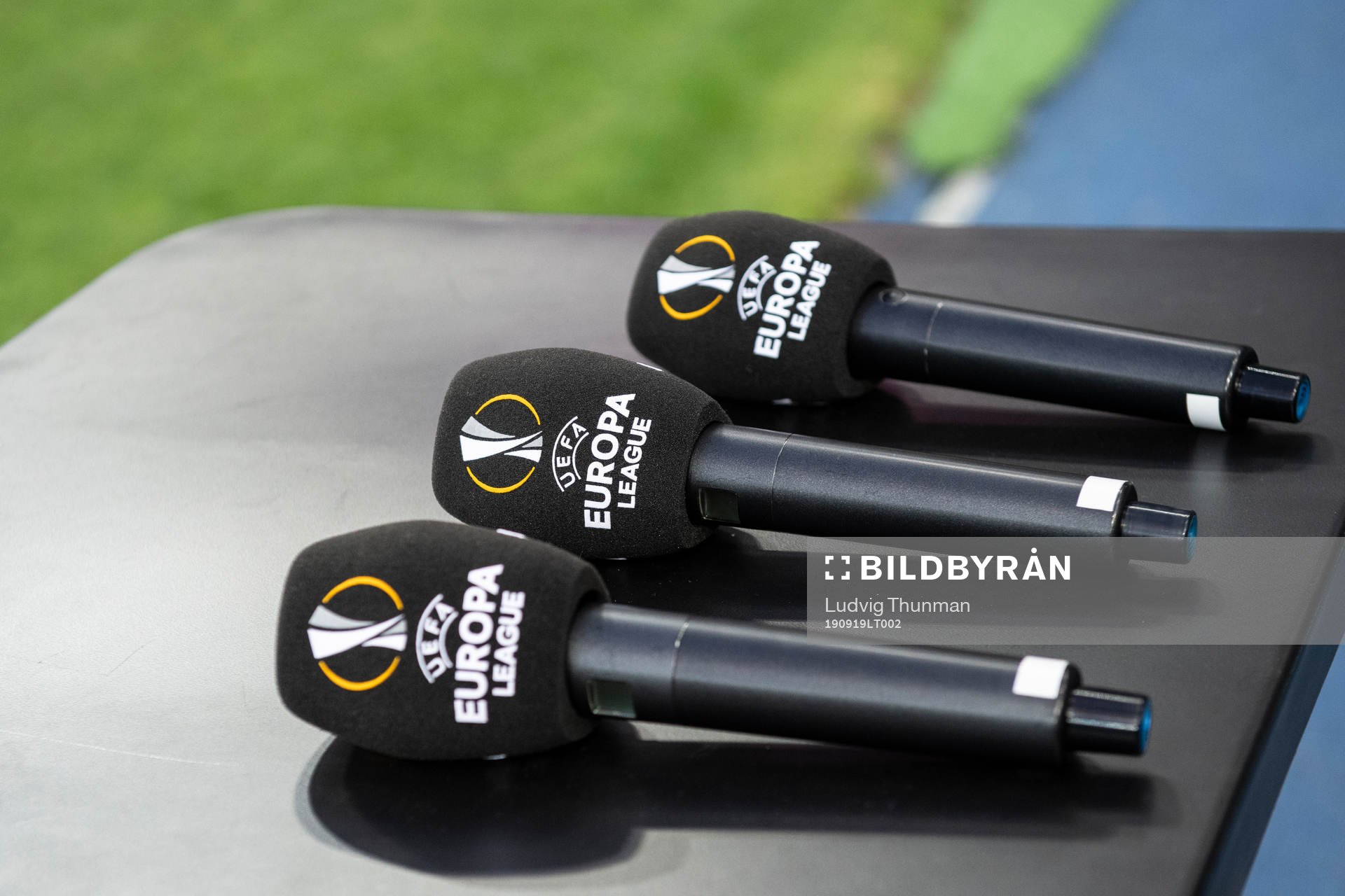 Microphoes with the Europa league logo