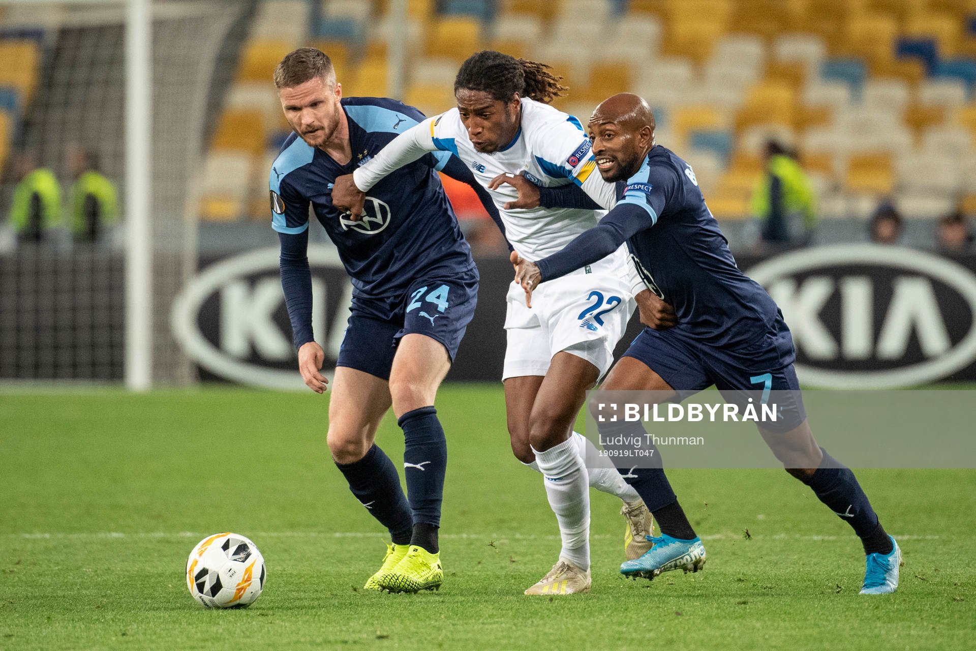 Lasse Nielsen and Fouad Bachirou of Malmö FF in a duel