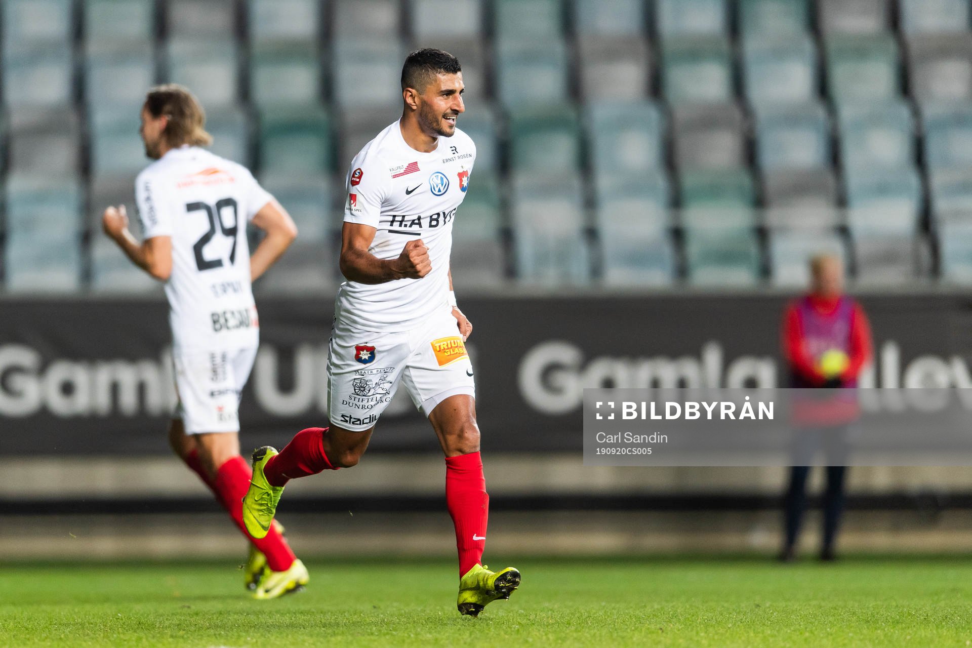 Örgrytes Ailton Almeida jublar efter 1-0 under fotbollsmatchen i Superettan mellan Örgryte och Brage den 20 september 2019 i Göteborg.