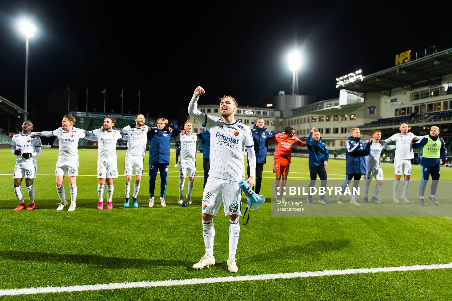 Djurgårdens Jonathan Ring jublar efter fotbollsmatchen i Allsvenskan mellan GIF Sundsvall och Djurgården den 20 september 2019 i Sundsvall.