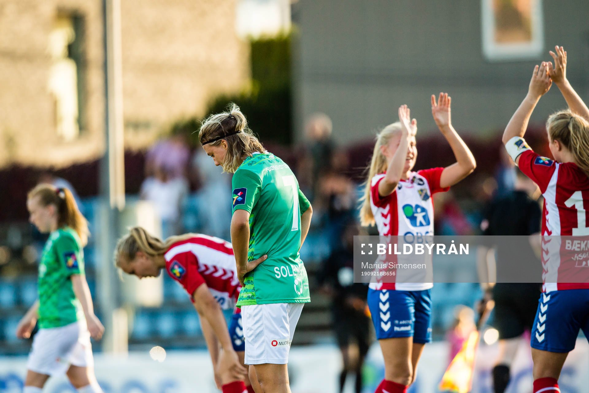 Lena Soleng Hansen of Klepp looks dejected after the Toppserien football match between Lyn and Klepp on September 21, 2019 in Oslo.