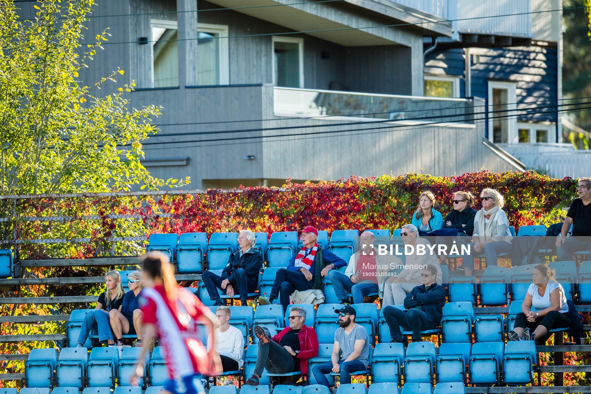 pectators in the stands during the Toppserien football match between Lyn and Klepp on September 21, 2019 in Oslo.