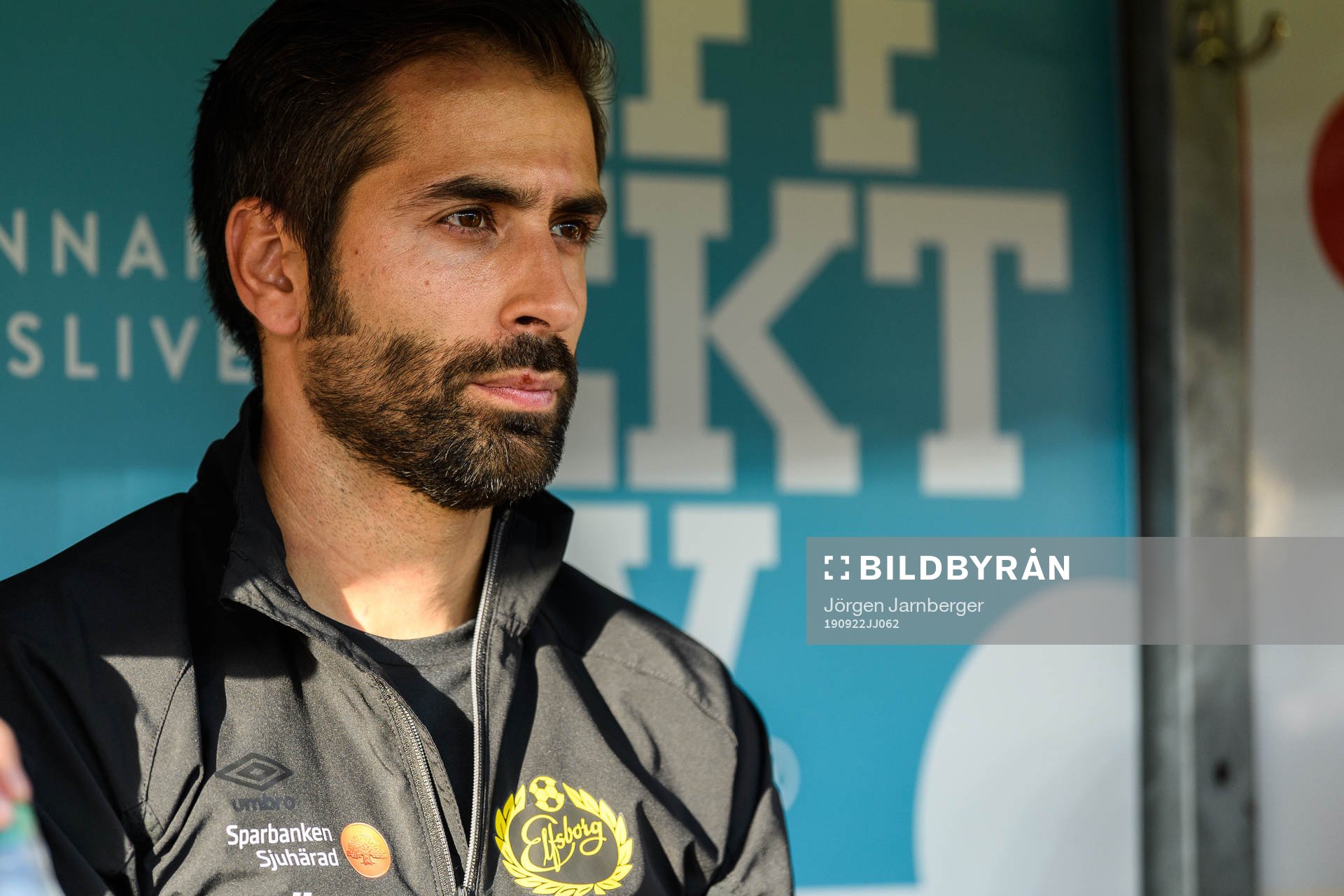 Elfsborgs assisterande manager Nuno De Almeida under fotbollsmatchen i Allsvenskan mellan Elfsborg och Malmö FF den 22 september 2019 i Borås.