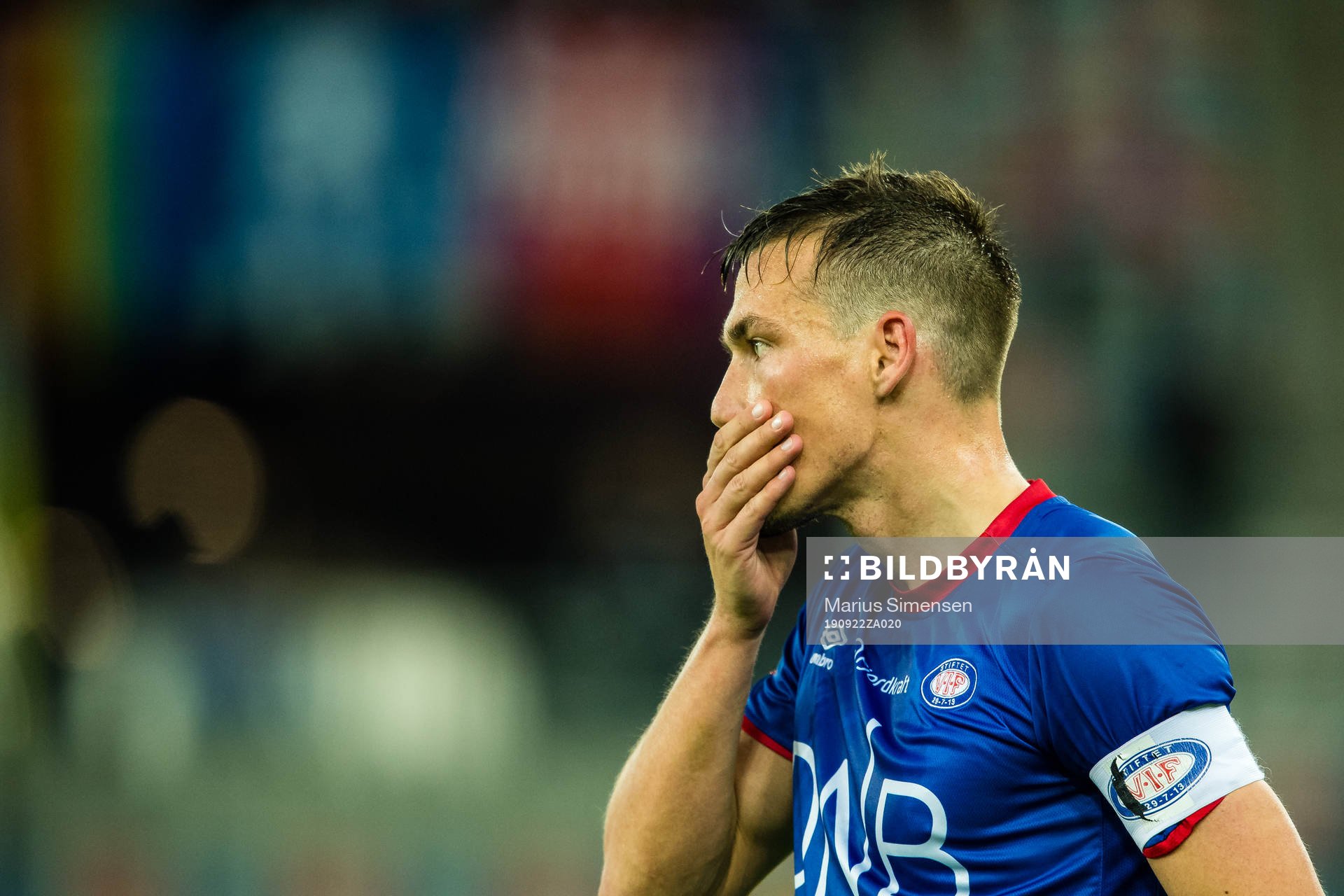 Johan Lædre Bjørdal of Vålerenga looks dejected during the Eliteserien match between Vålerenga and Viking on September 22, 2019 in Oslo.