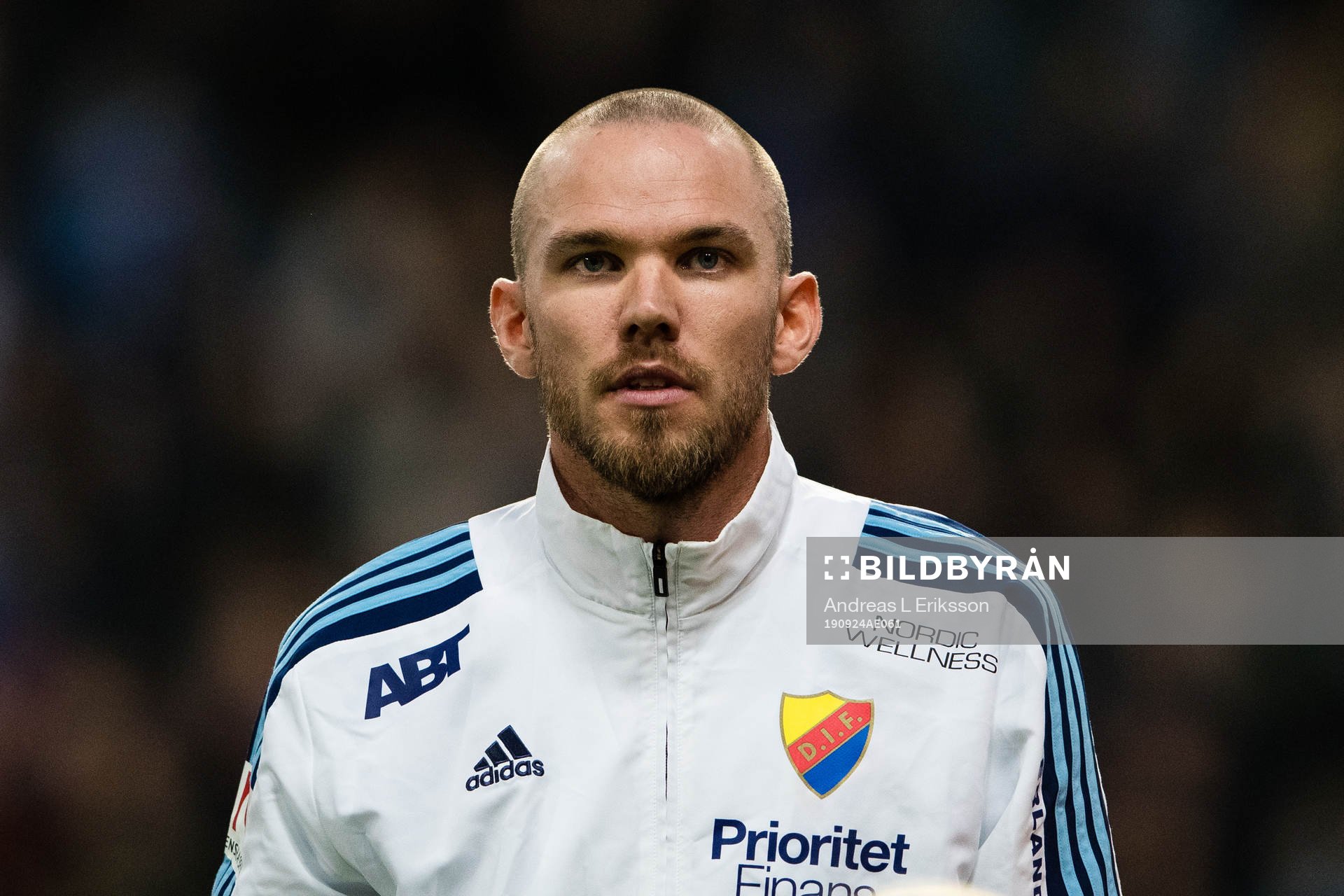 Djurgårdens Marcus Danielson innan fotbollsmatchen i