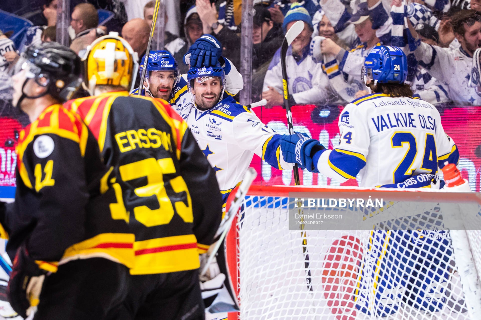 Leksands Daniel Olsson Trkulja jublar med lagkamrater