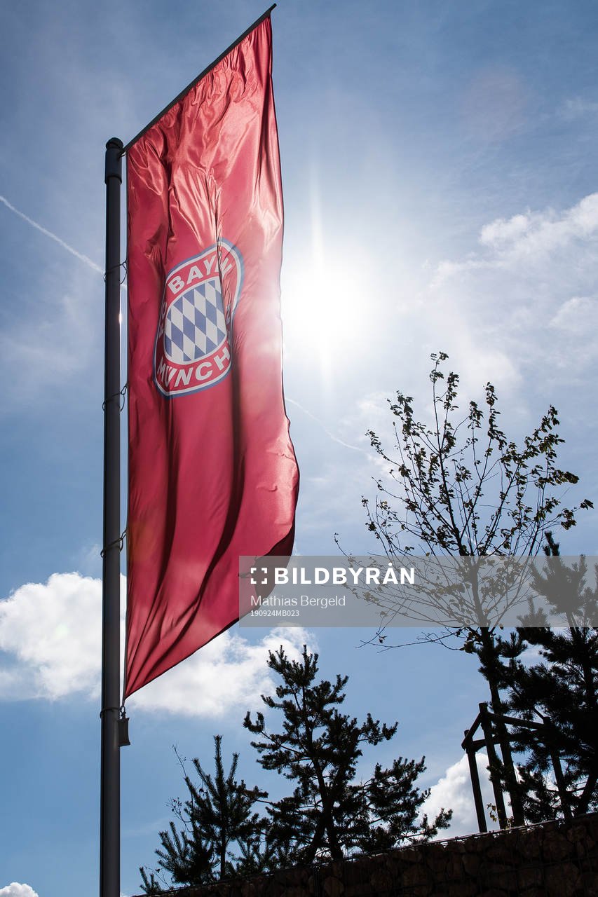 Flags outside the Campus of Bayern Munich