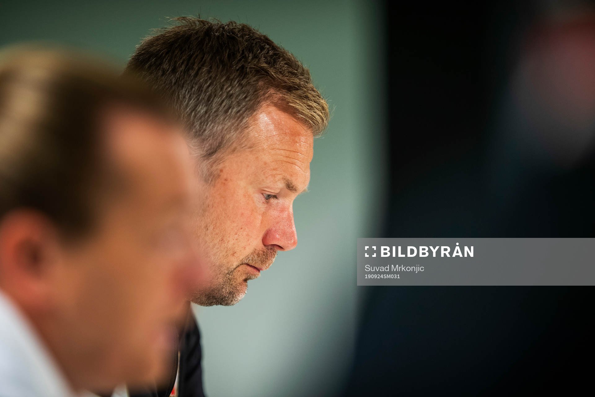Kalmars tränare Magnus Pehrsson under presskonferensen efter fotbollsmatchen i Allsvenskan mellan Kalmar och Sundsvall den 24 september 2019 i Kalmar.