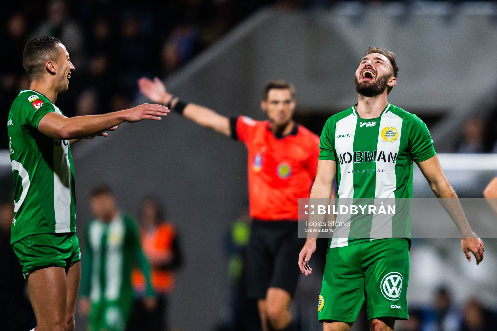 Hammarbys Nikola Djurdjic och Muamer Tankovic jublar