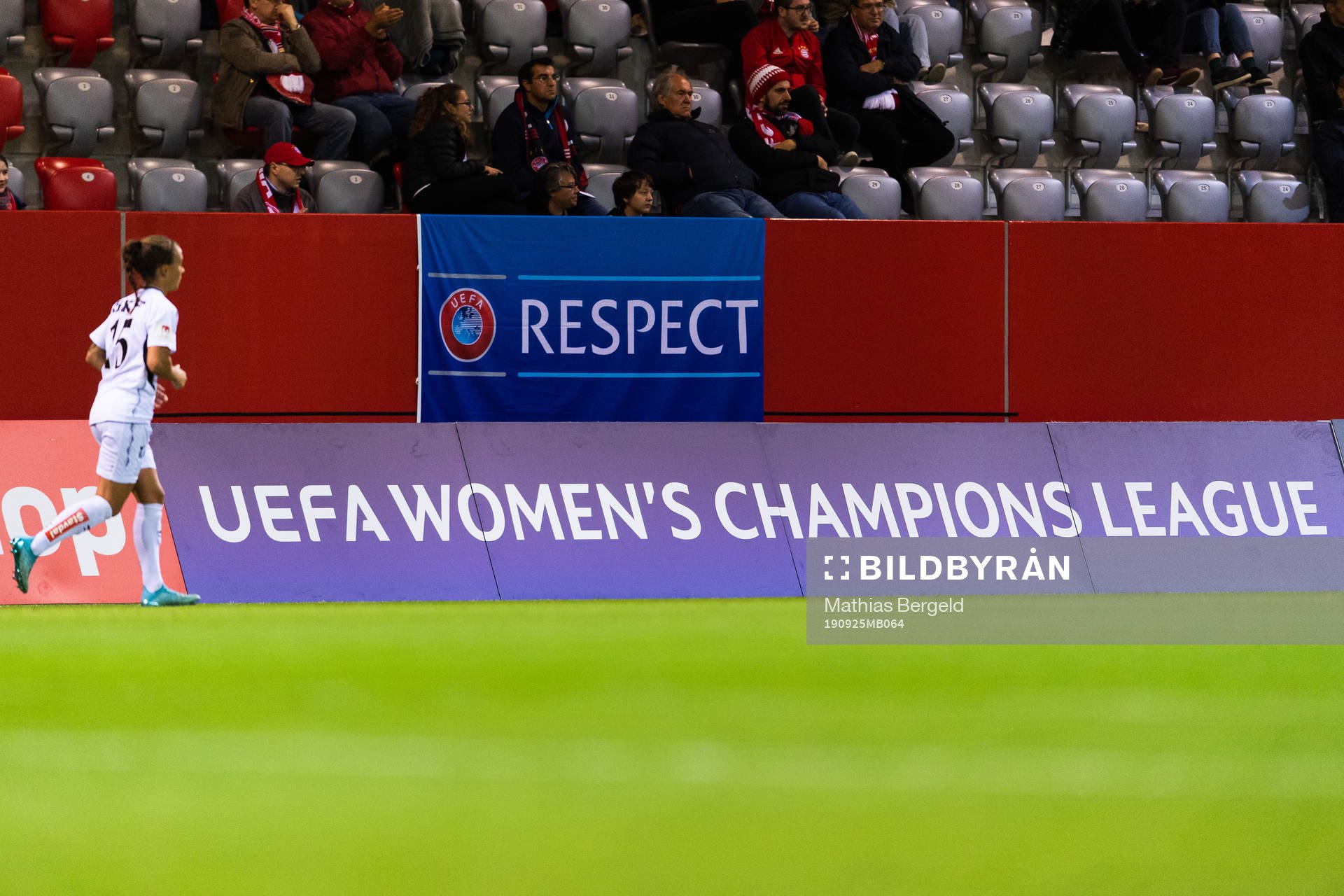 A sign for the UEFA Women’s Champions League