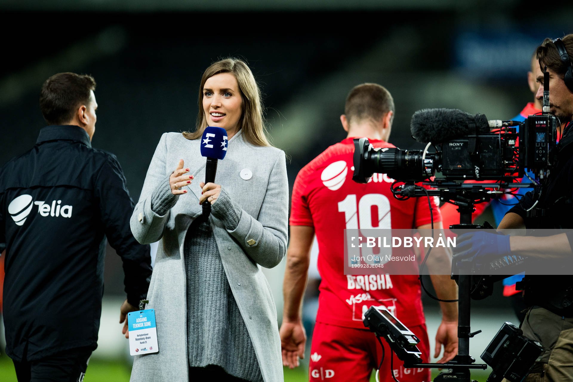 Susanne Furøy Wergeland, TV reporter, after the Eliteserien match between Rosenborg and Brann on September 28, 2019 in Trondheim.