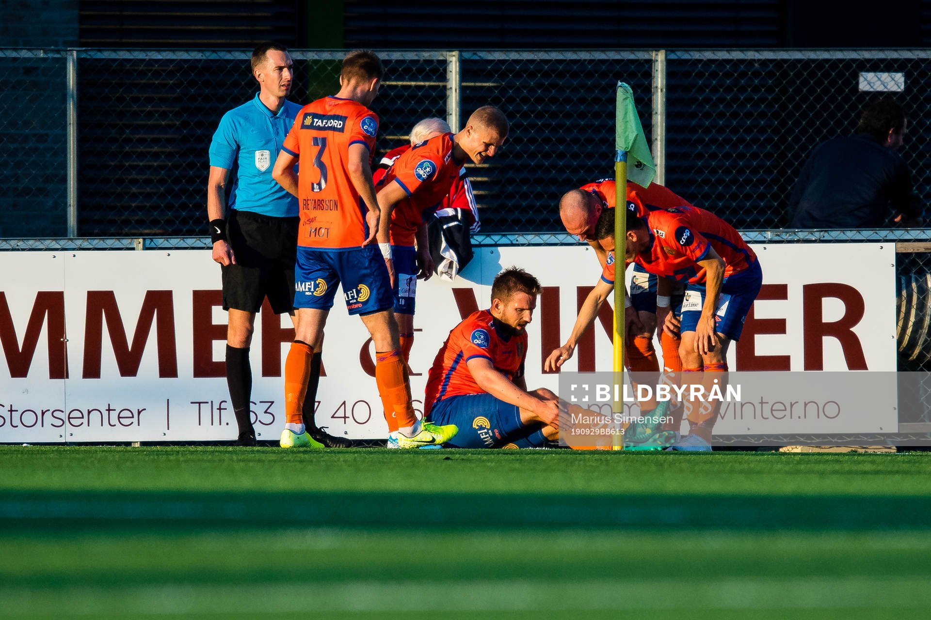 Oddbjørn Lie of Aalesund in pain