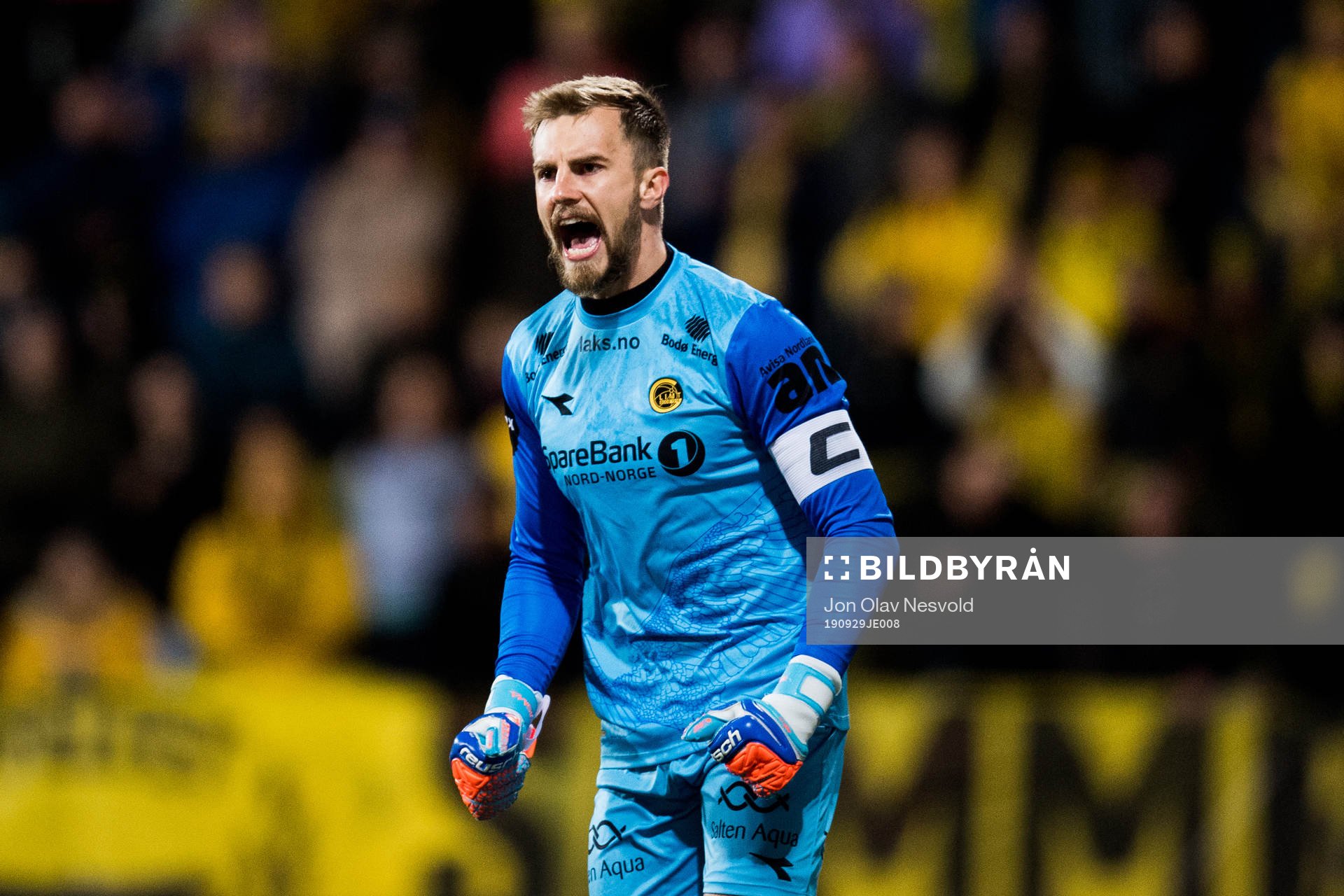 Goalkeeper Ricardo Friedrich of Bodø/Glimt reacts during the Eliteserien match between Bodø/Glimt and Tromsø on September 29, 2019 in Bodø.