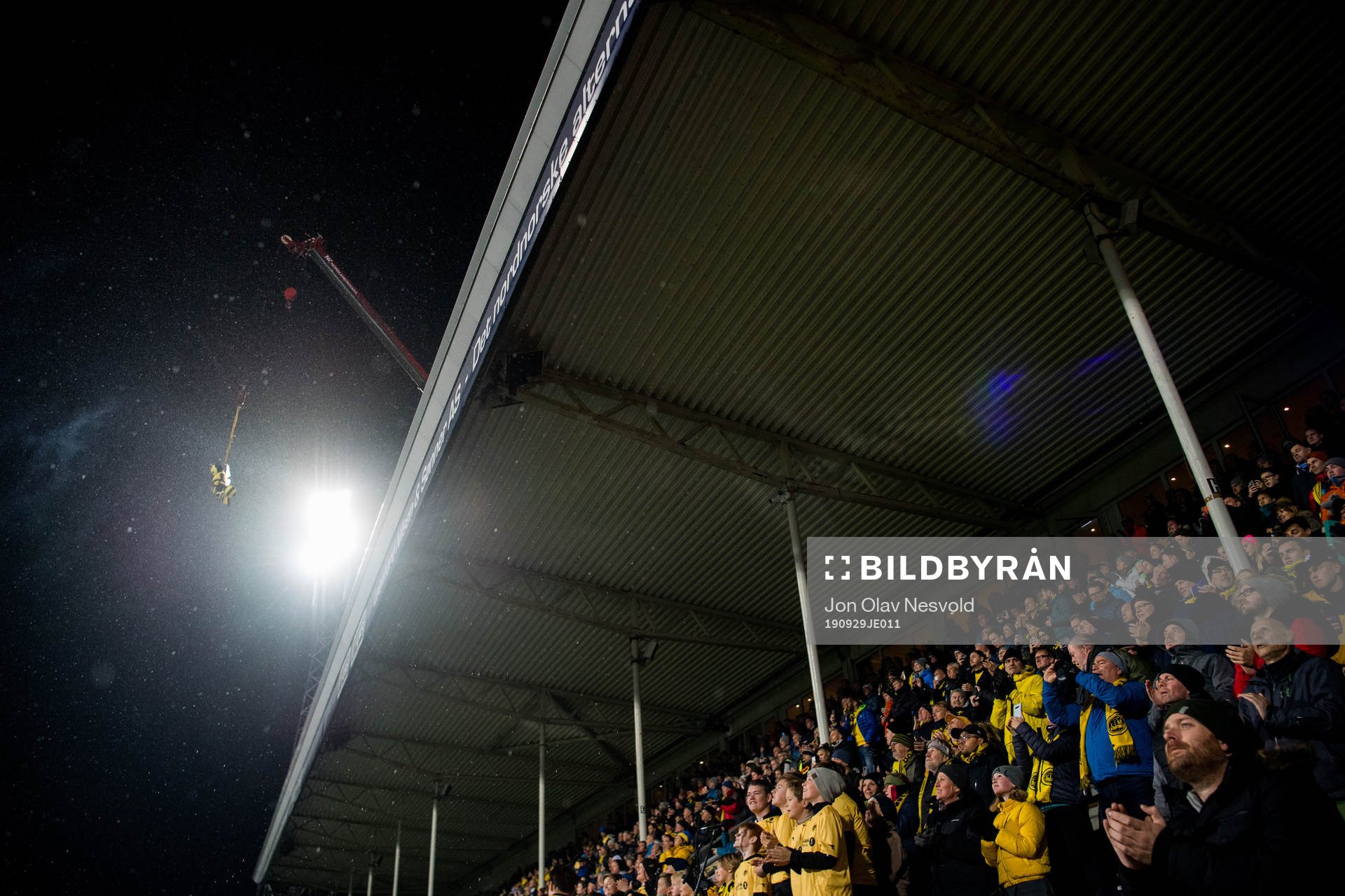 The mascot of Bodø/Glimt enters the pitch ahead the