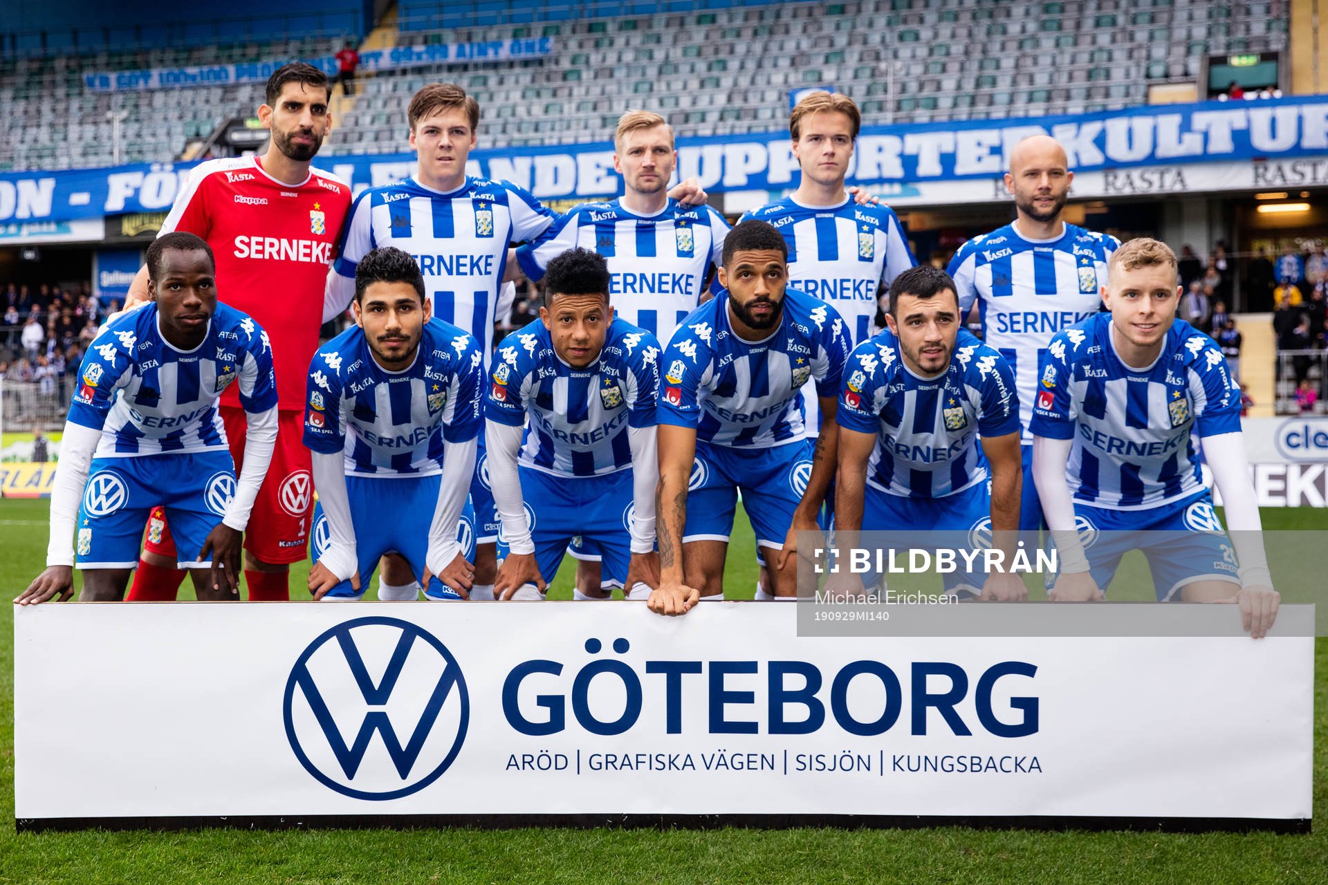 IFK Göteborgs startelva uppe fr.v. målvakt Ioannis