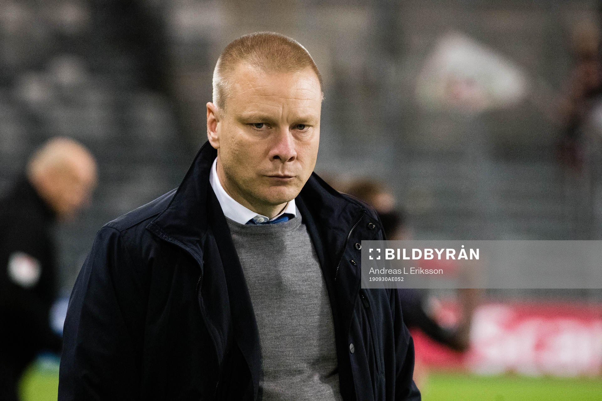 Hammarbys tränare Stefan Billborn innan fotbollsmatchen i Allsvenskan mellan Hammarby och Örebro den 30 september 2019 i Stockholm. 