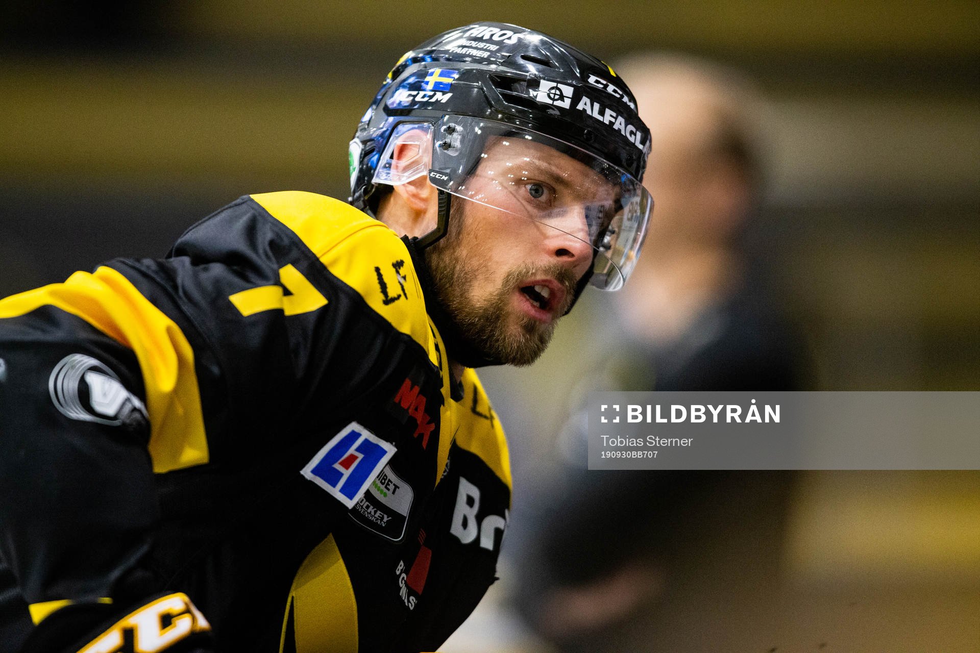 Västerås Morgan Hassel innan ishockeymatchen i