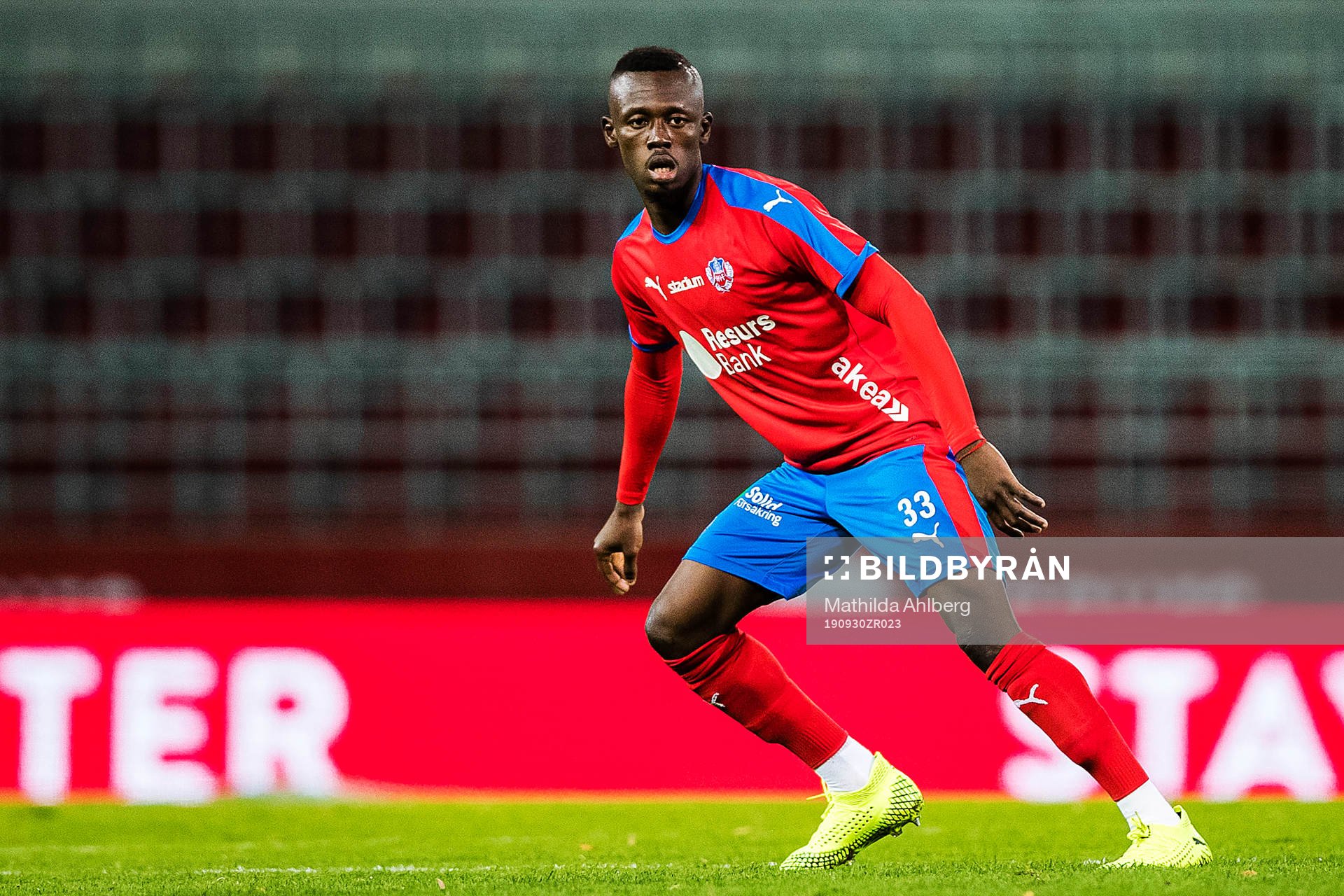  Helsingborgs Ibrahim Bance under fotbollsmatchen i Allsvenskan mellan Helsingborg och Kalmar den 30 september 2019 i Helsingborg. 