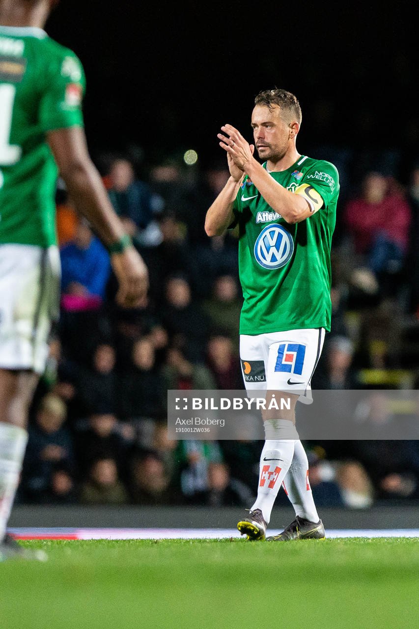 Jönköpings Tommy Thelin under fotbollsmatchen i Superettan mellan Jönköping och Mjällby den 1 oktober 2019 i Jönköping.