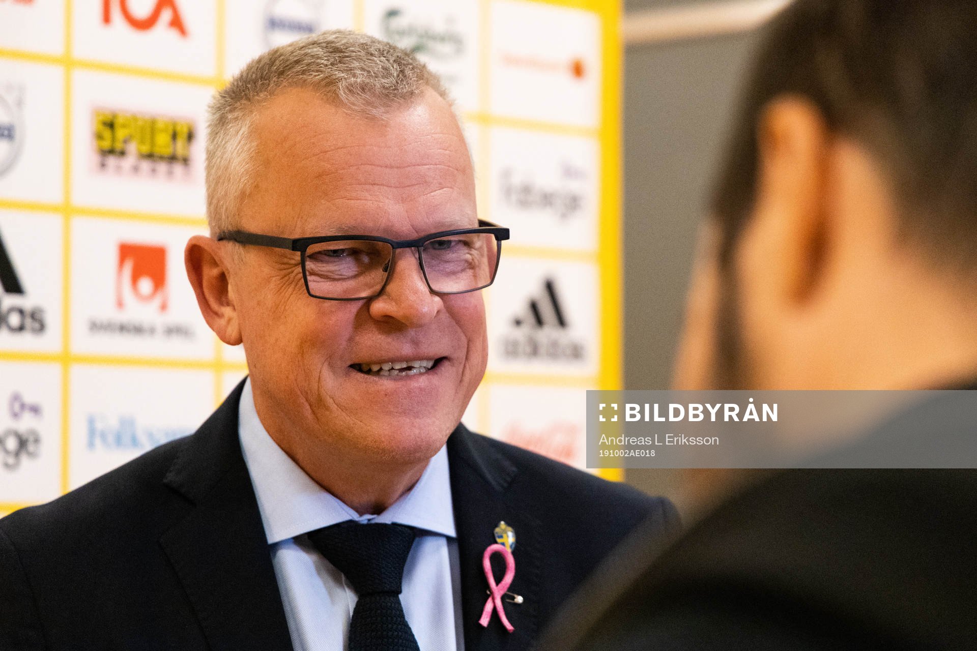 Head coach Janne Andersson of Sweden talks to media