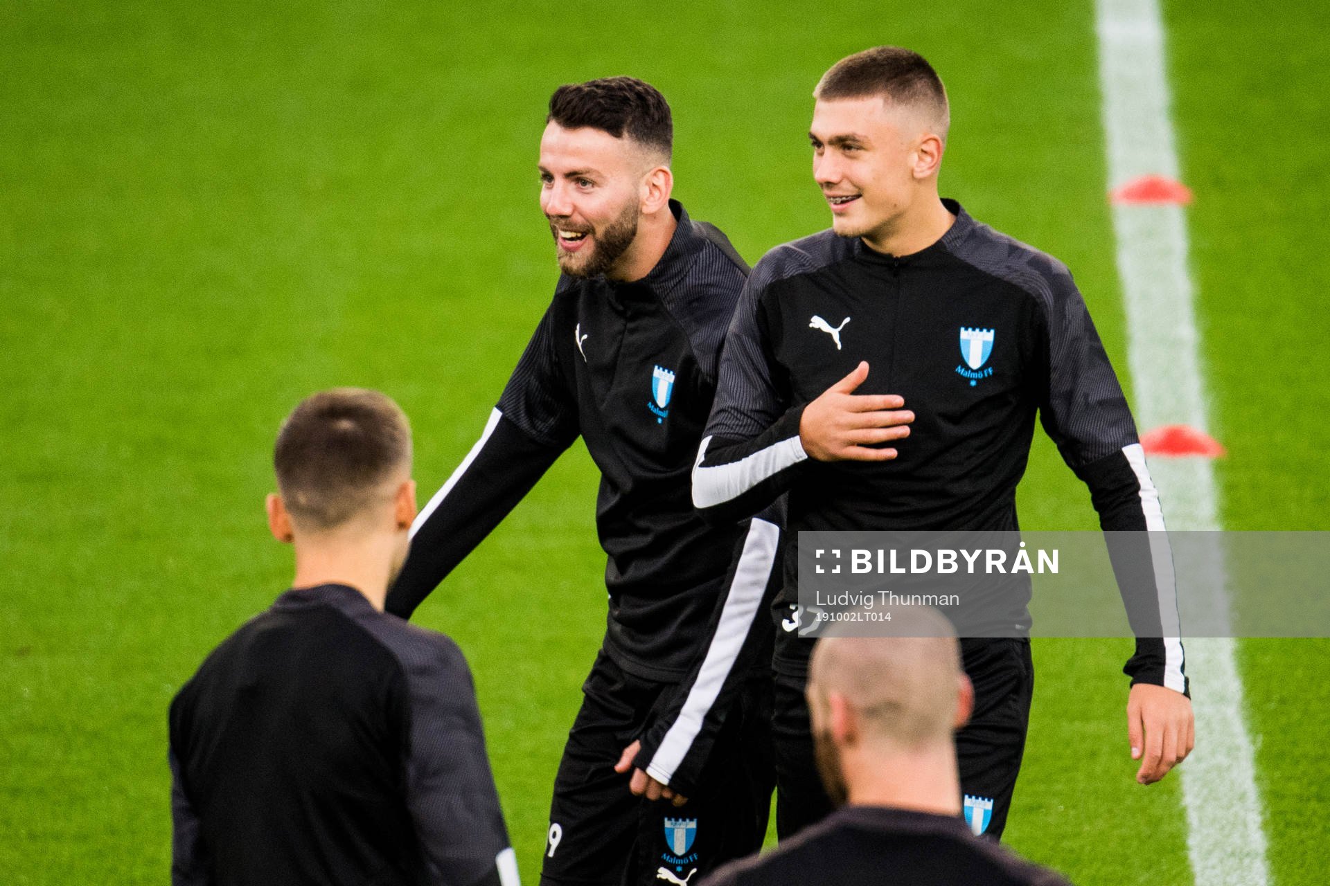 Erdal Rakip och Tim Prica of Malmö FF during a practice ahead of the Europa League match between Malmö FF and FC Köpenhamn on October 2, 2019 in Malmö.