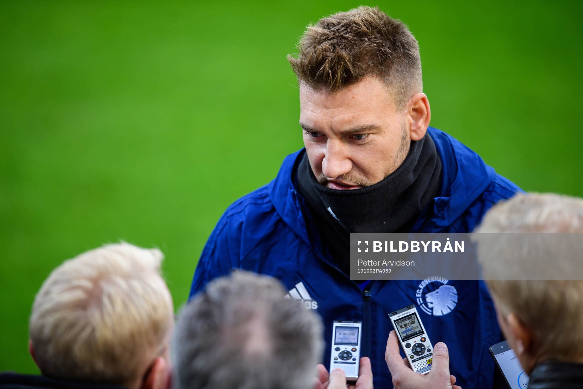 Nicklas Bendtner of FC Köpenhamn talks with media prior to