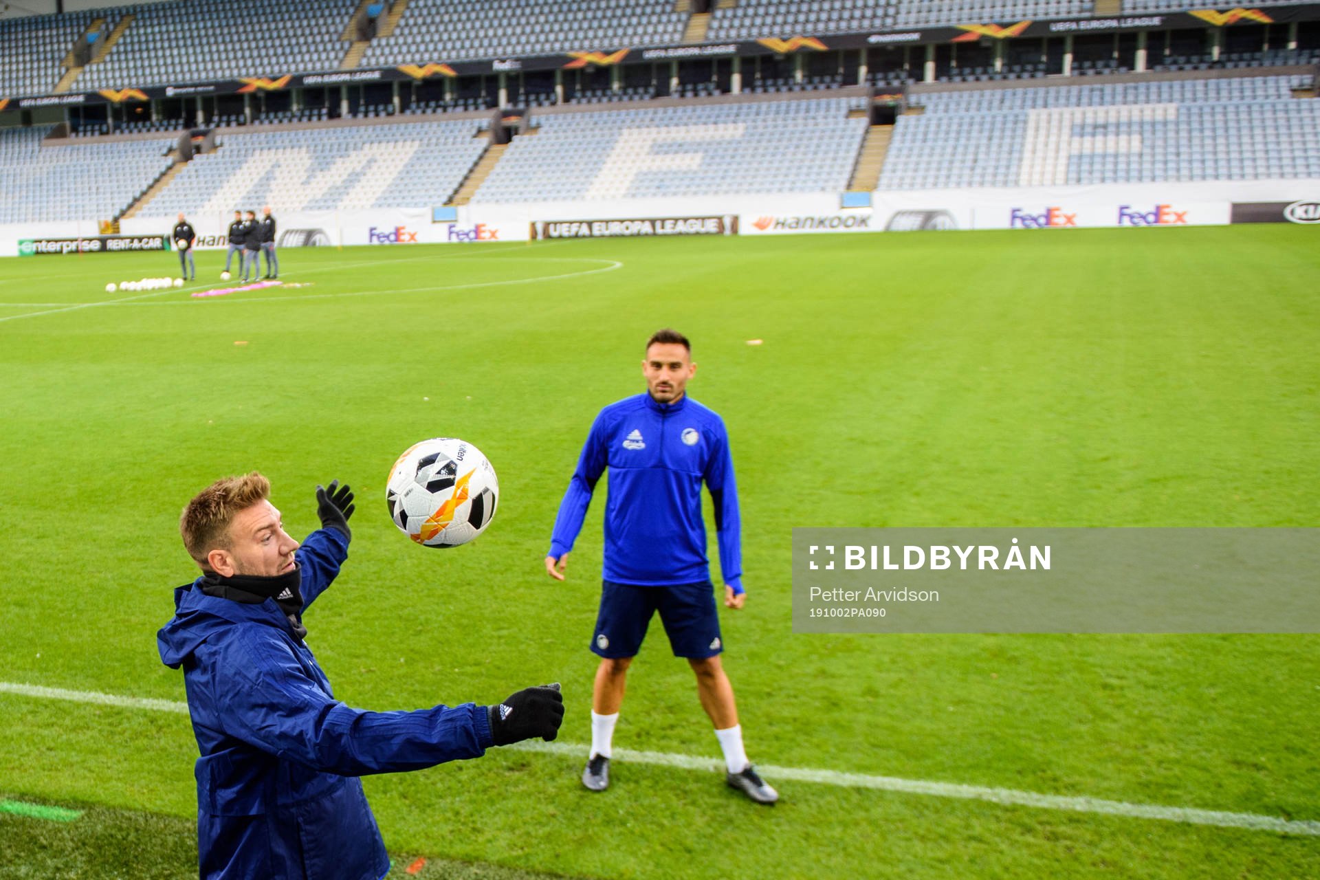 Nicklas Bendtner and Sotirios Papagiannopoulos of FC