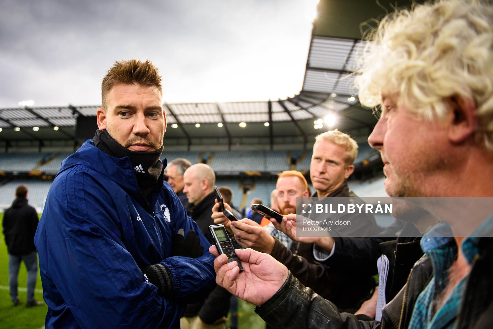 Nicklas Bendtner of FC Köpenhamn talks with media prior to