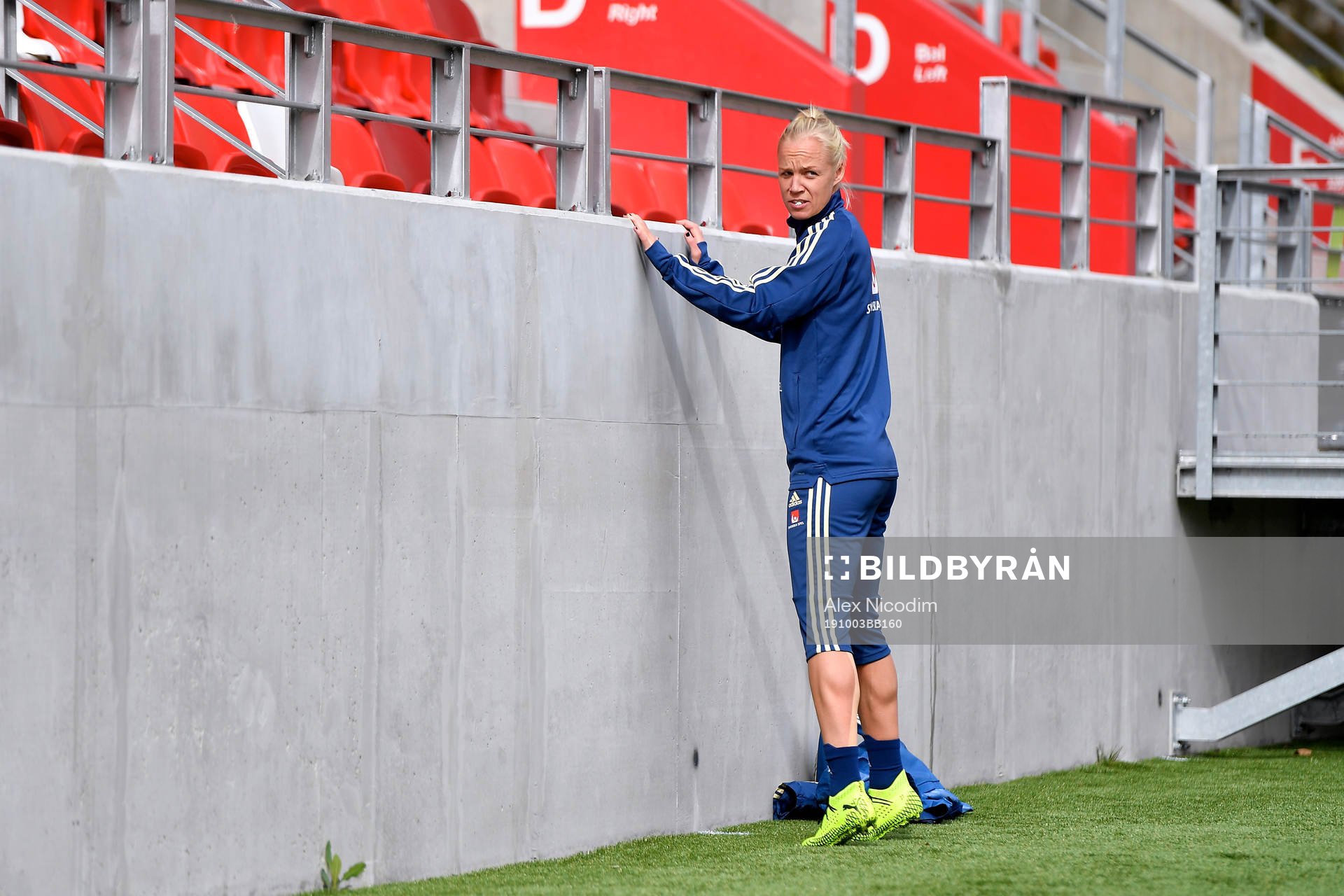 Caroline Seger of Sweden trains separately of the rest of