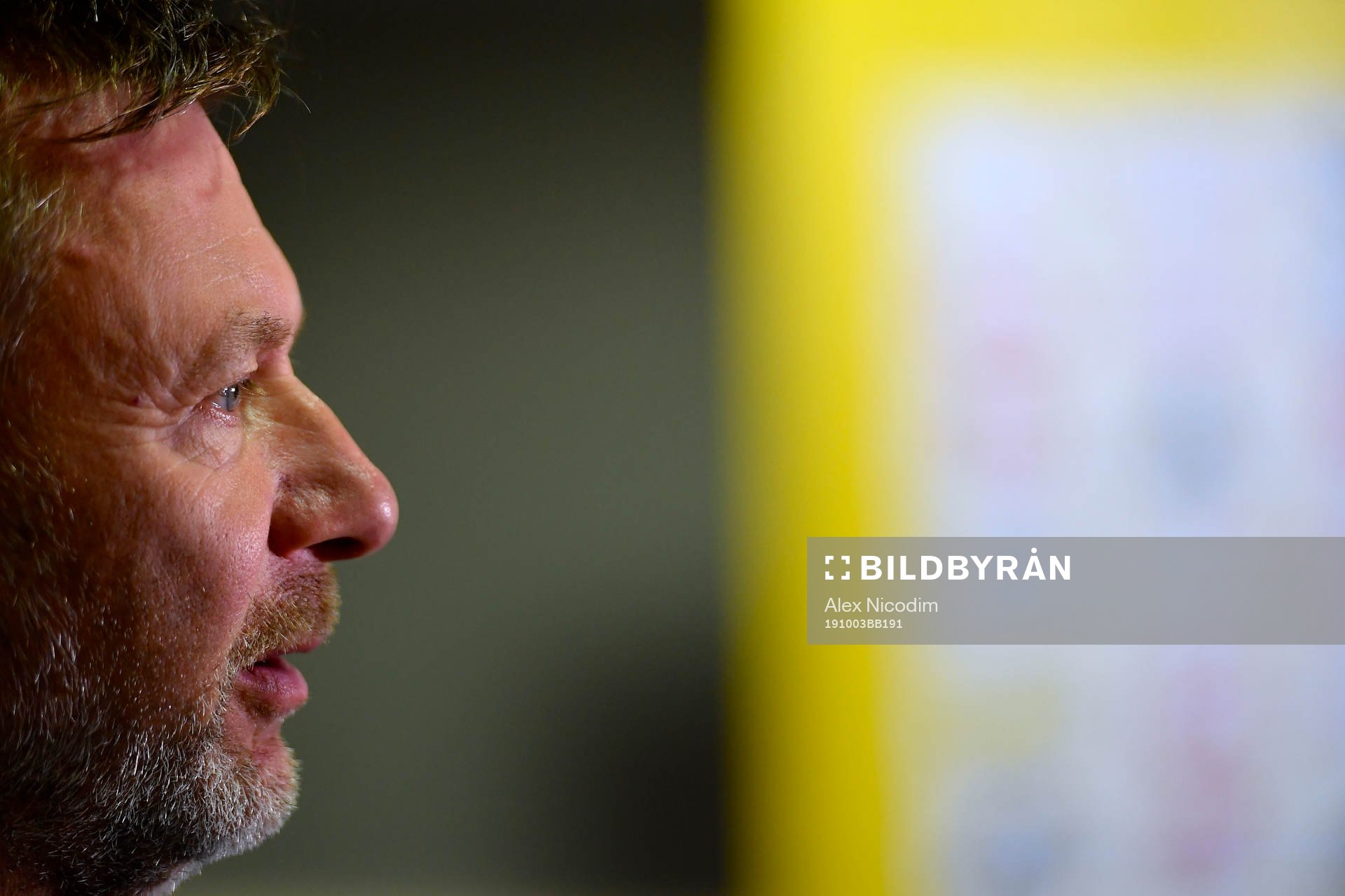 Peter Gerhardsson, head coach of Sweden, during the mixed zone before the UEFA Women's Euro Qualifier Group F football match between Hungary and Sweden on October 3, 2019 in Miskolc, Hungary.