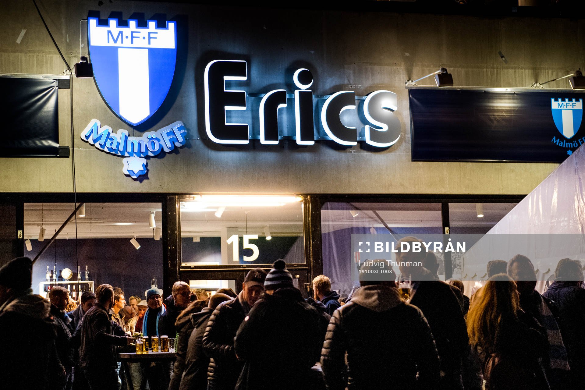 Visitors outside restaurant Erics ahead the Europa league