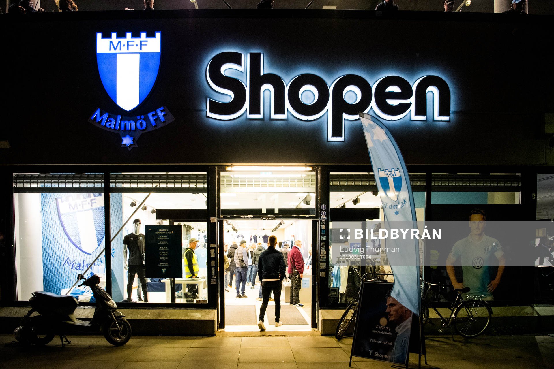Exterior view of Malmö FF supporter shop at Stadion
