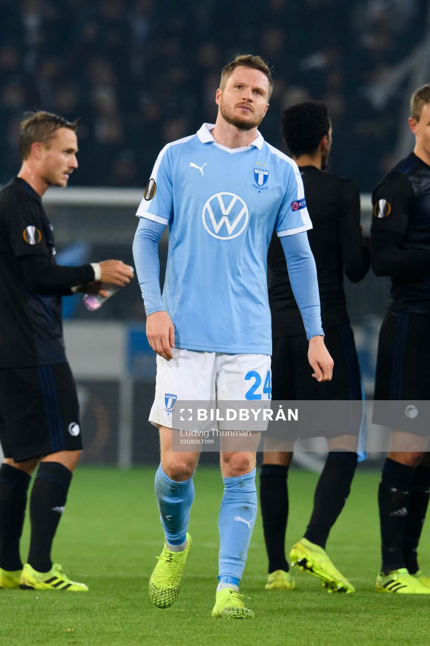 Lasse Nielsen of Malmö FF looks dejected