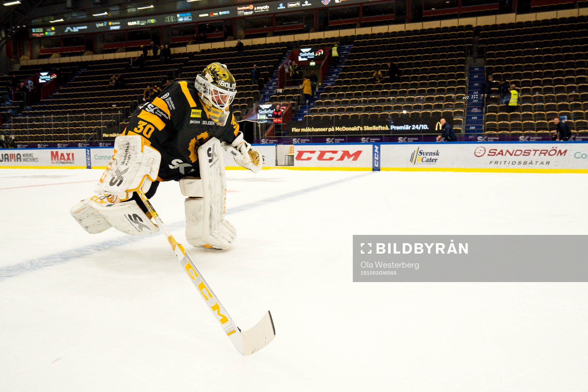 Skellefteås målvakt Gustaf Lindvall jublar