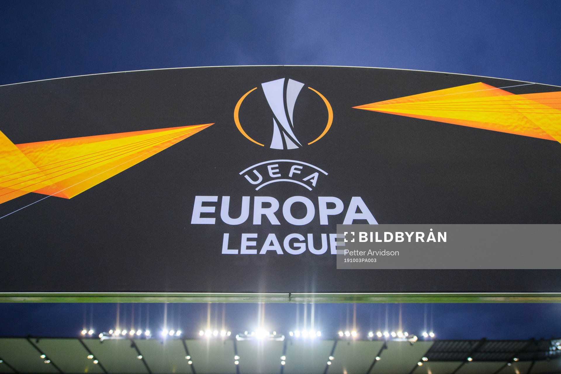 General view of a UEFA Europa League sign