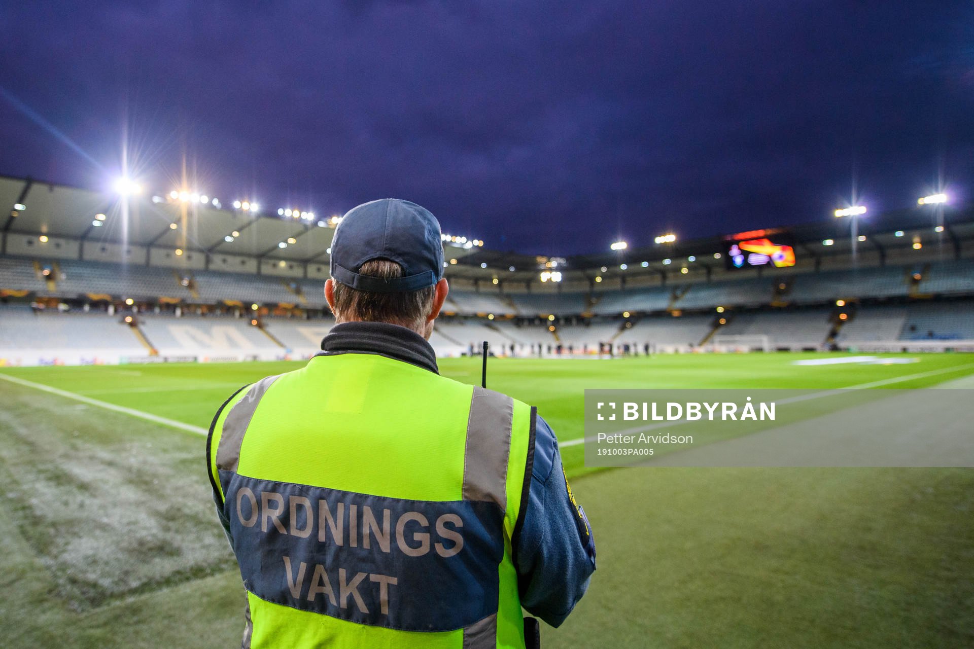 General view of a steward inside Stadion