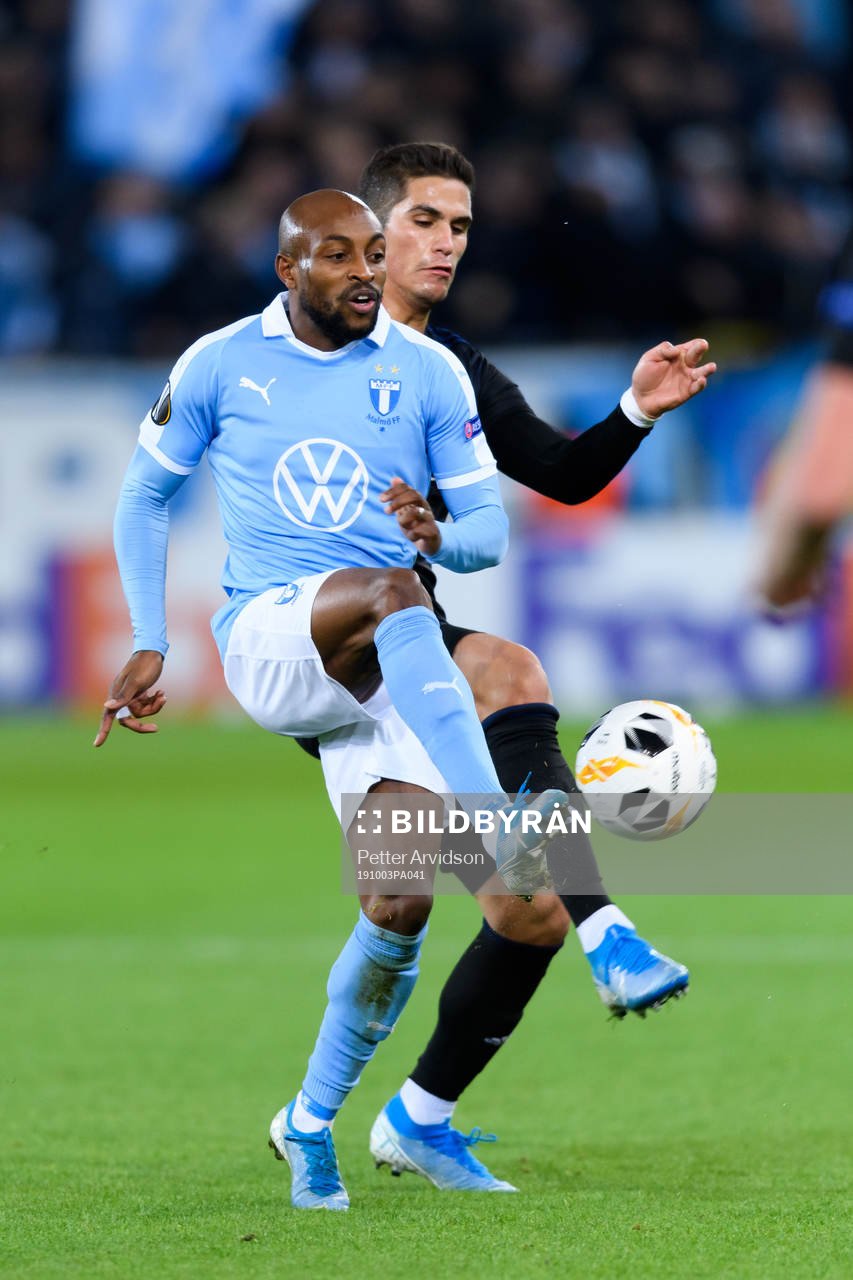 Fouad Bachirou of Malmö FF and Pieros Sotiriou of FC