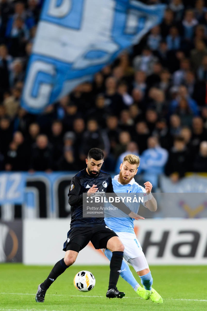Michael Santos of FC Köpenhamn and Rasmus Bengtsson of