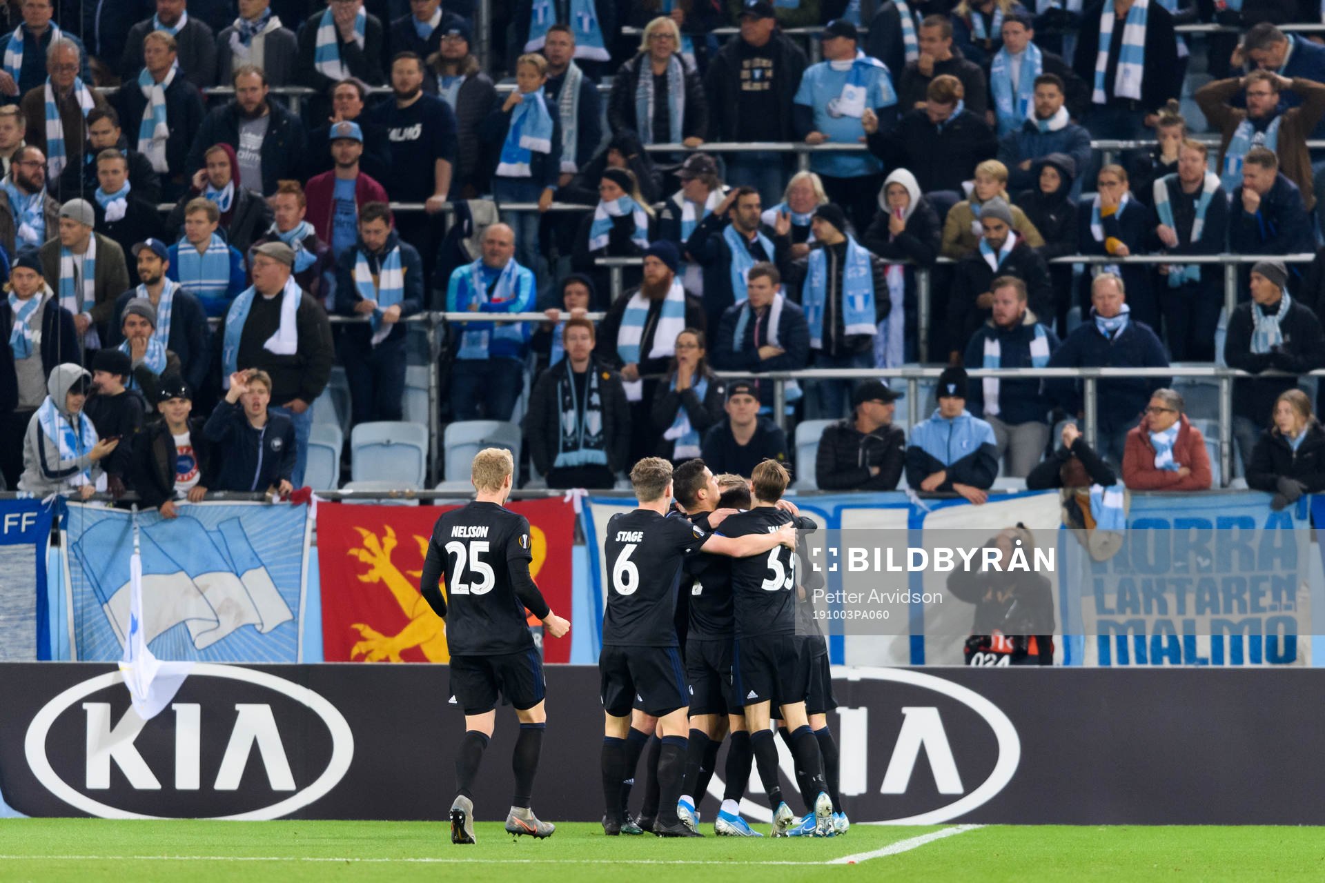 Guillermo Varela of FC Köpenhamn celebrates after scoring 0-1 during the Europa league match between Malmö FF and FC Köpenhamn on October 3, 2019 in Malmö.