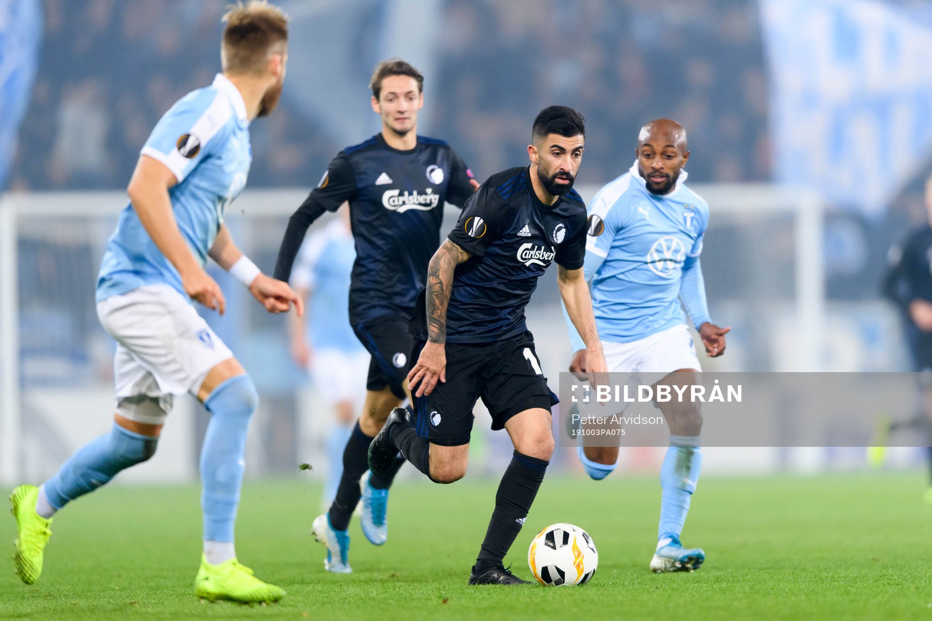 Michael Santos of FC Köpenhamn and Fouad Bachirou of