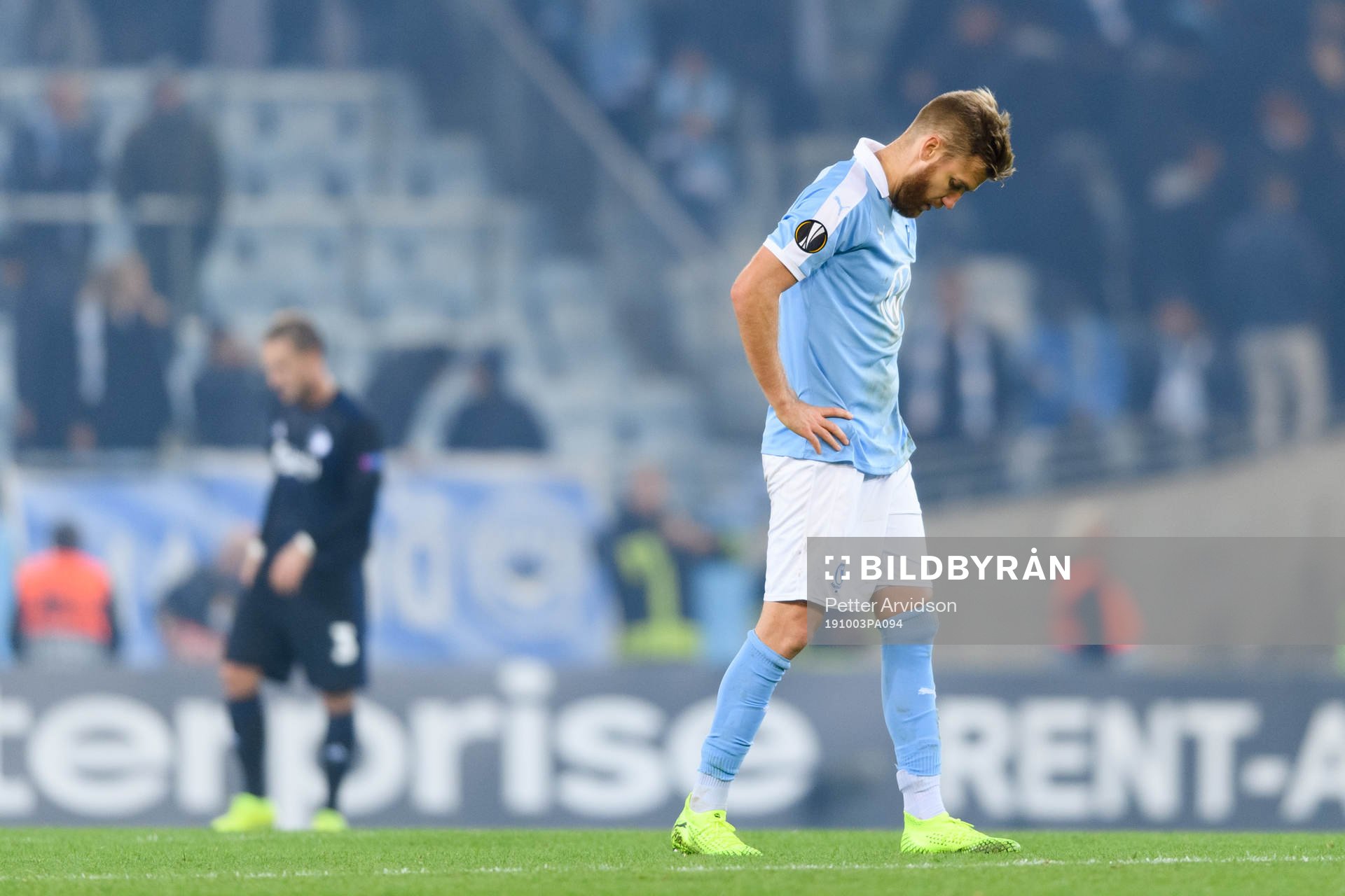 Rasmus Bengtsson of Malmö FF looks dejected