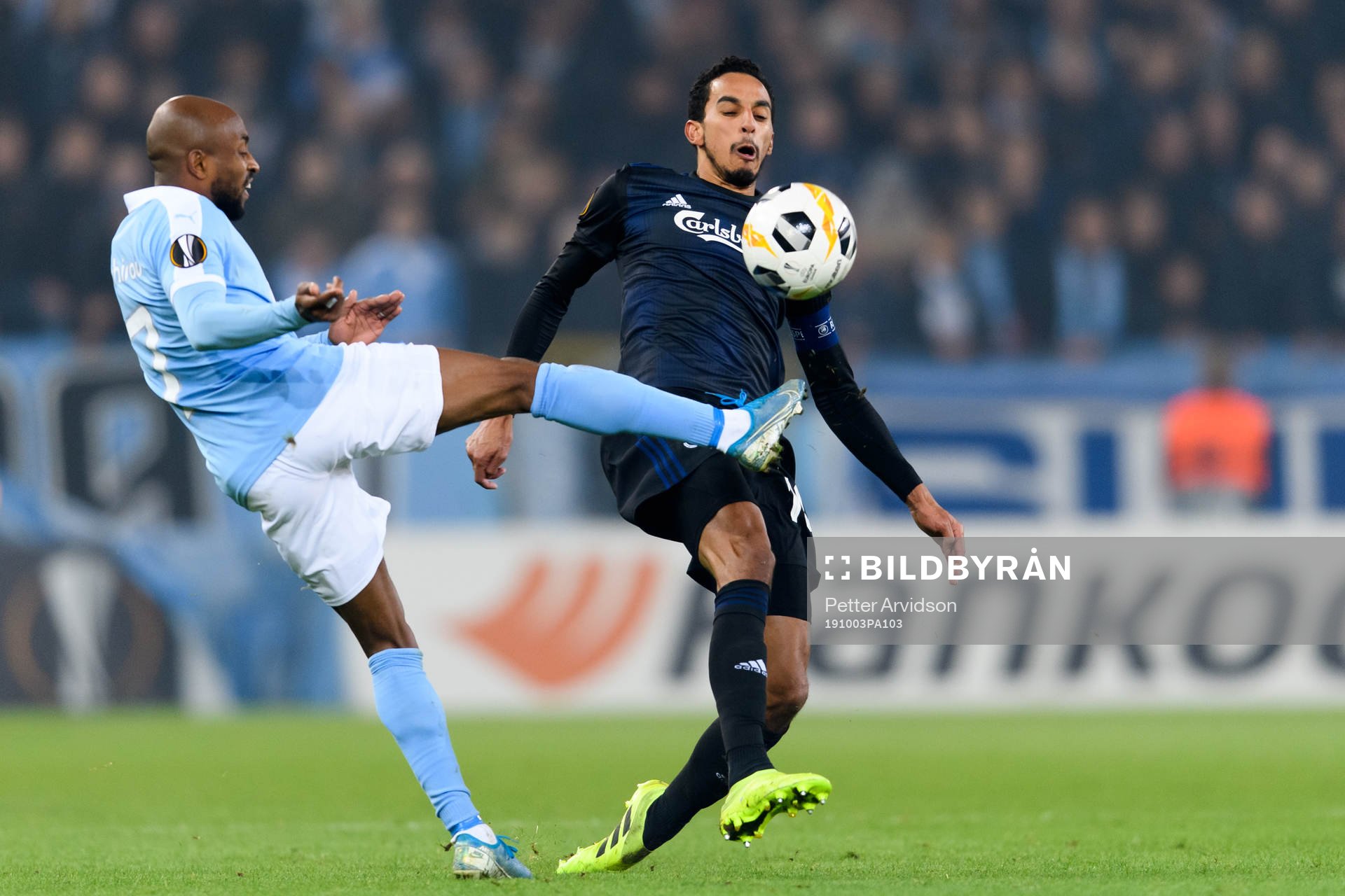Fouad Bachirou of Malmö FF and Carlos Zeca of FC Köpenhamn