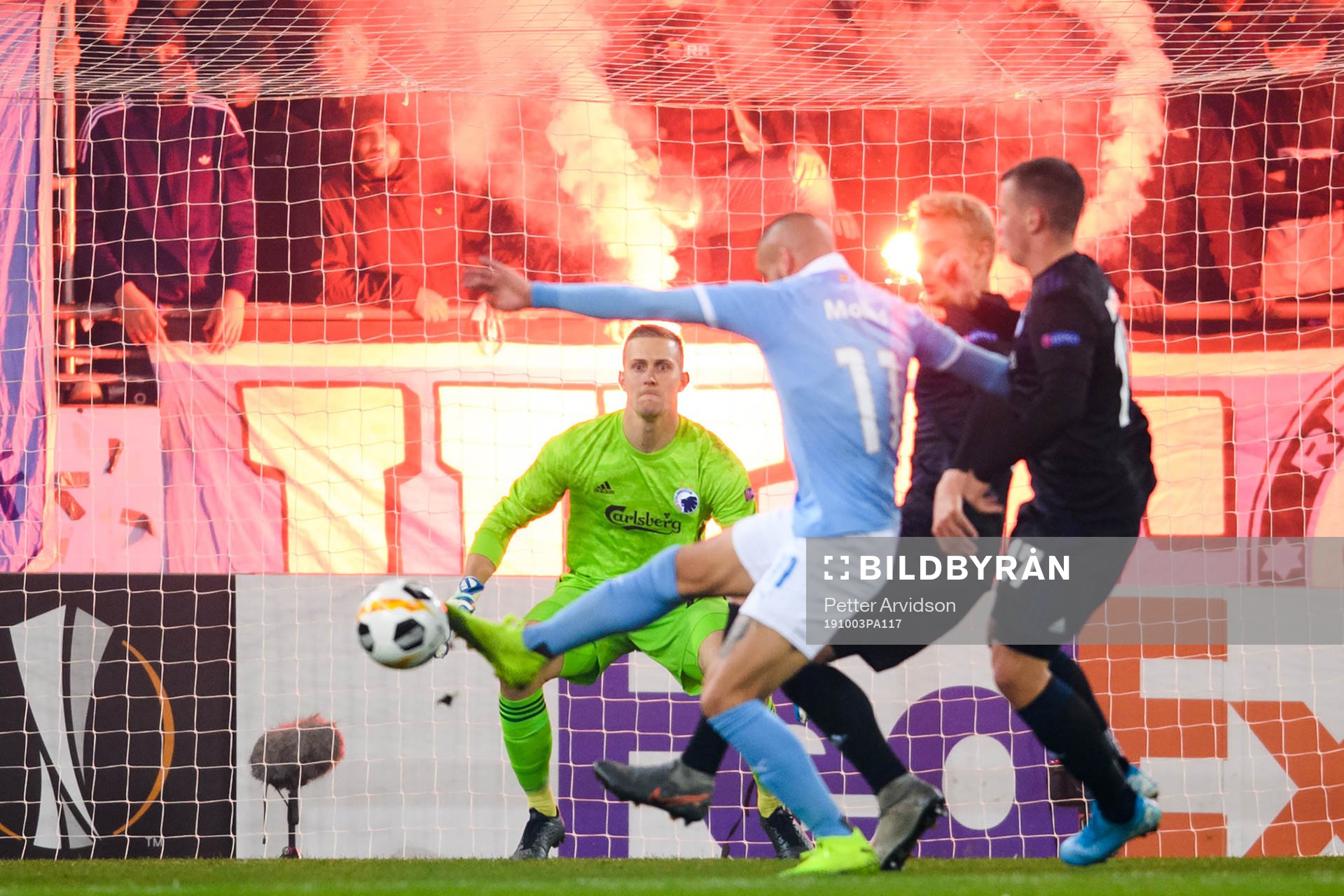 Goalkeeper Karl-Johan Johnsson of FC Köpenhamn during the Europa league match between Malmö FF and FC Köpenhamn on October 3, 2019 in Malmö.